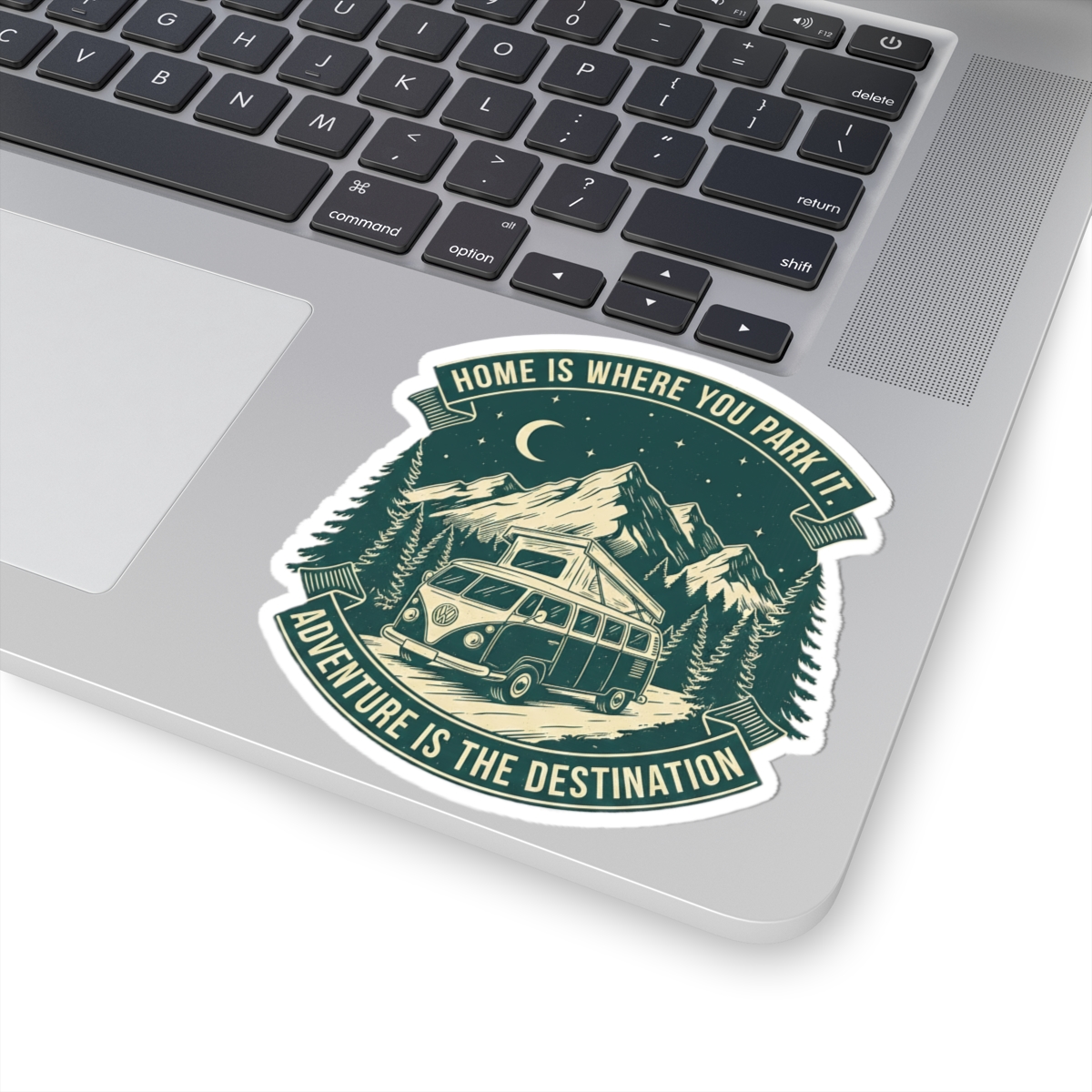 Round Sticker — "Home Is Where You Park It-Adventure is the destination" Camper Van Decal