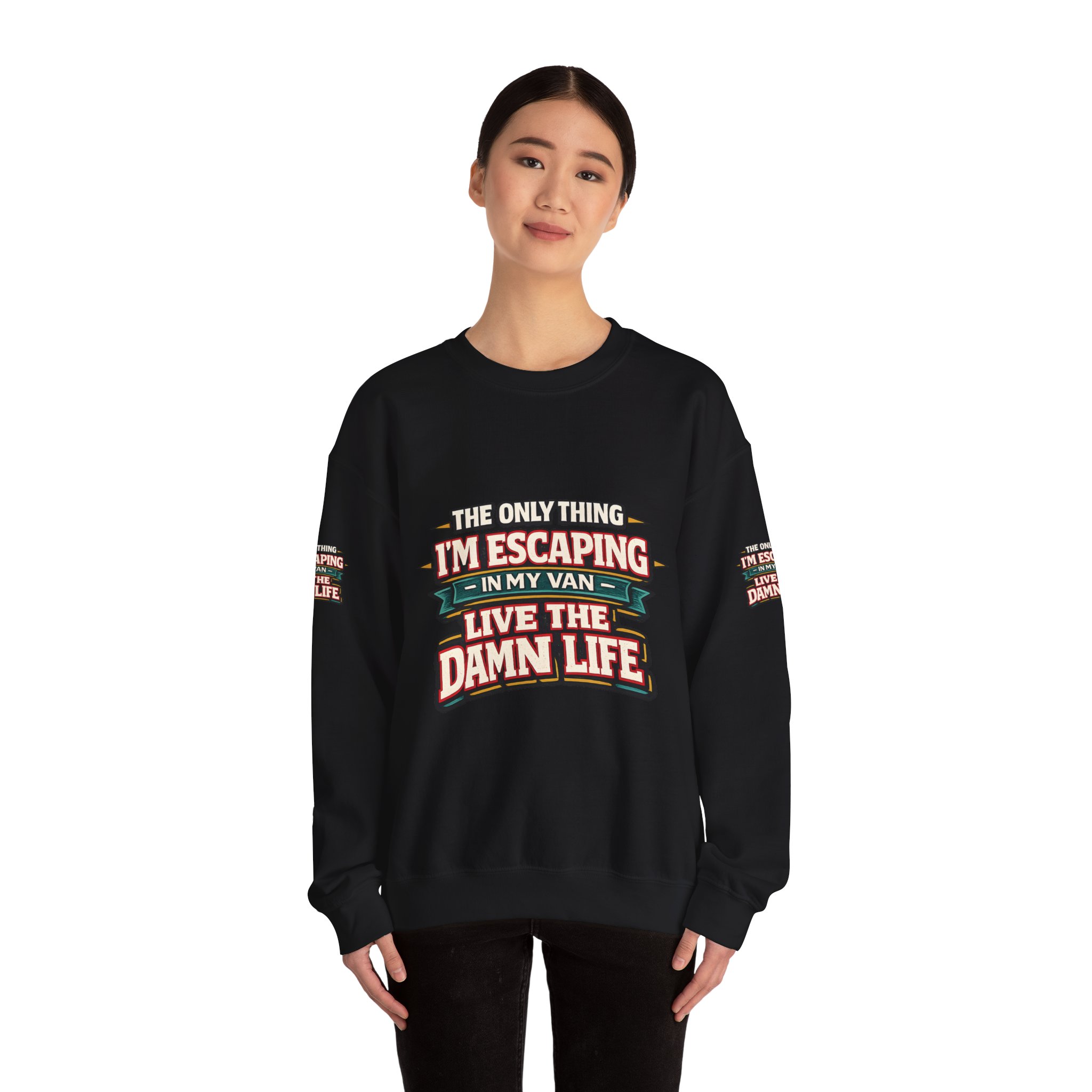 Unisex Heavy Blend™ Crewneck Sweatshirt — "The Only Thing I´m Escaping" Design F**K-Line
