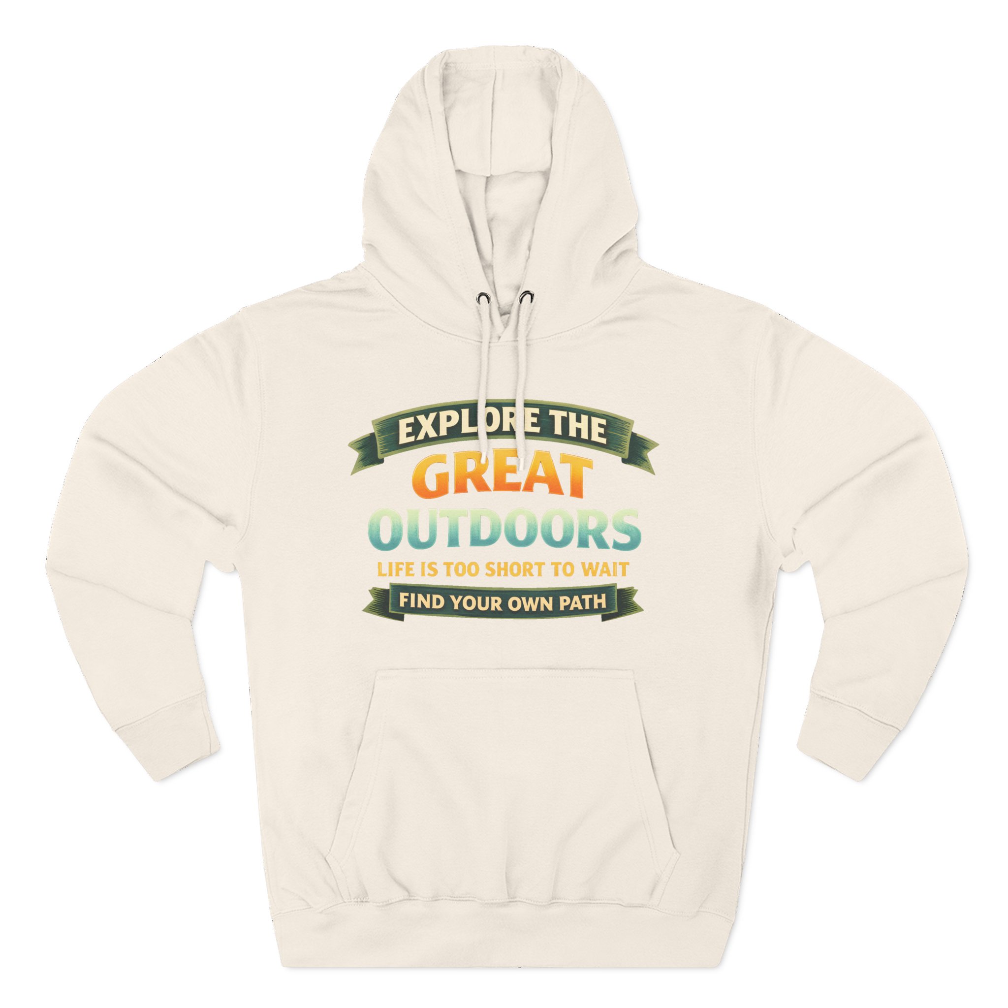 Three-Panel Fleece Hoodie - "Explore The Great Outdoors" Design Scenic-Line