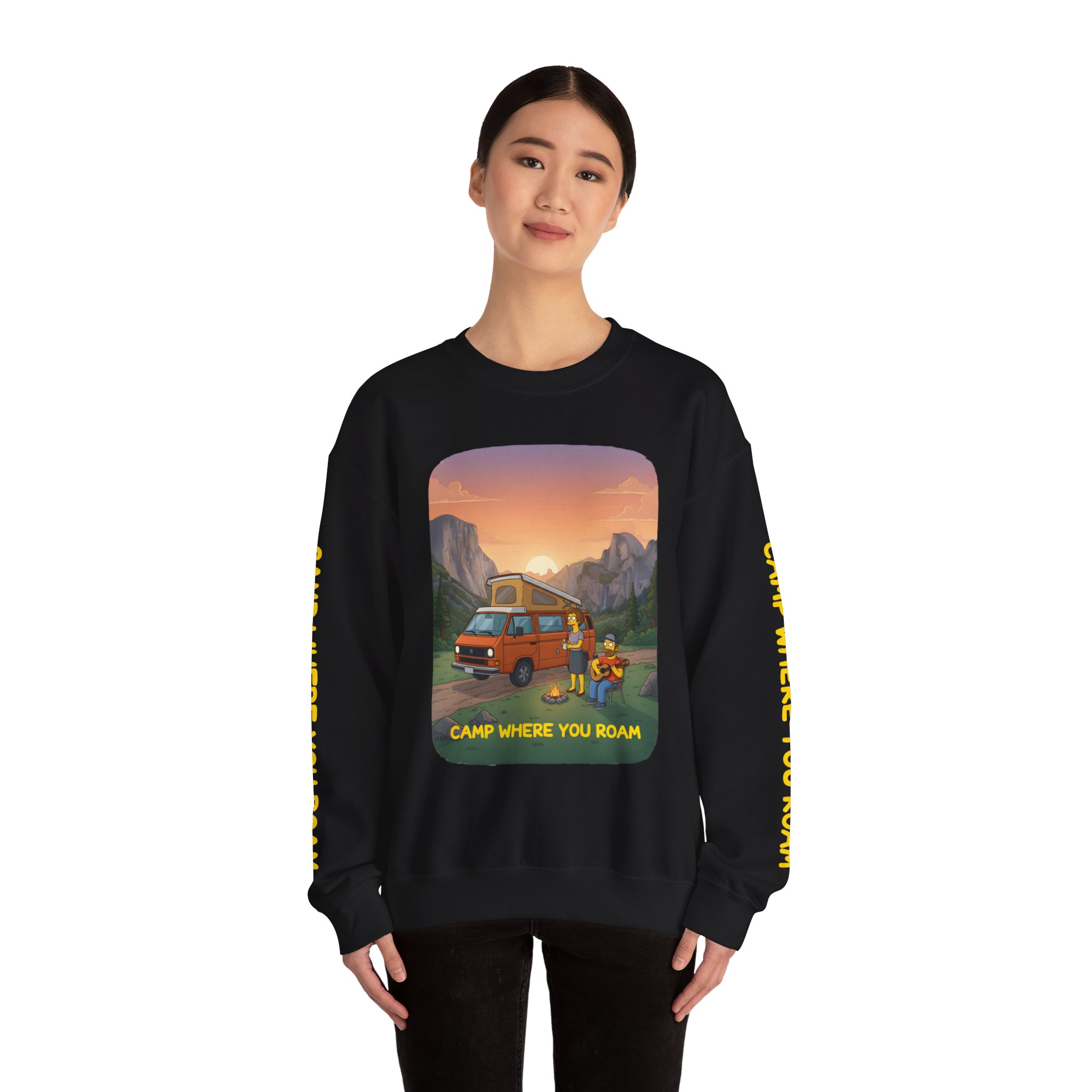 Unisex Heavy Blend™ Crewneck Sweatshirt — "Camp Where You Roam" Design Sitcom-Line