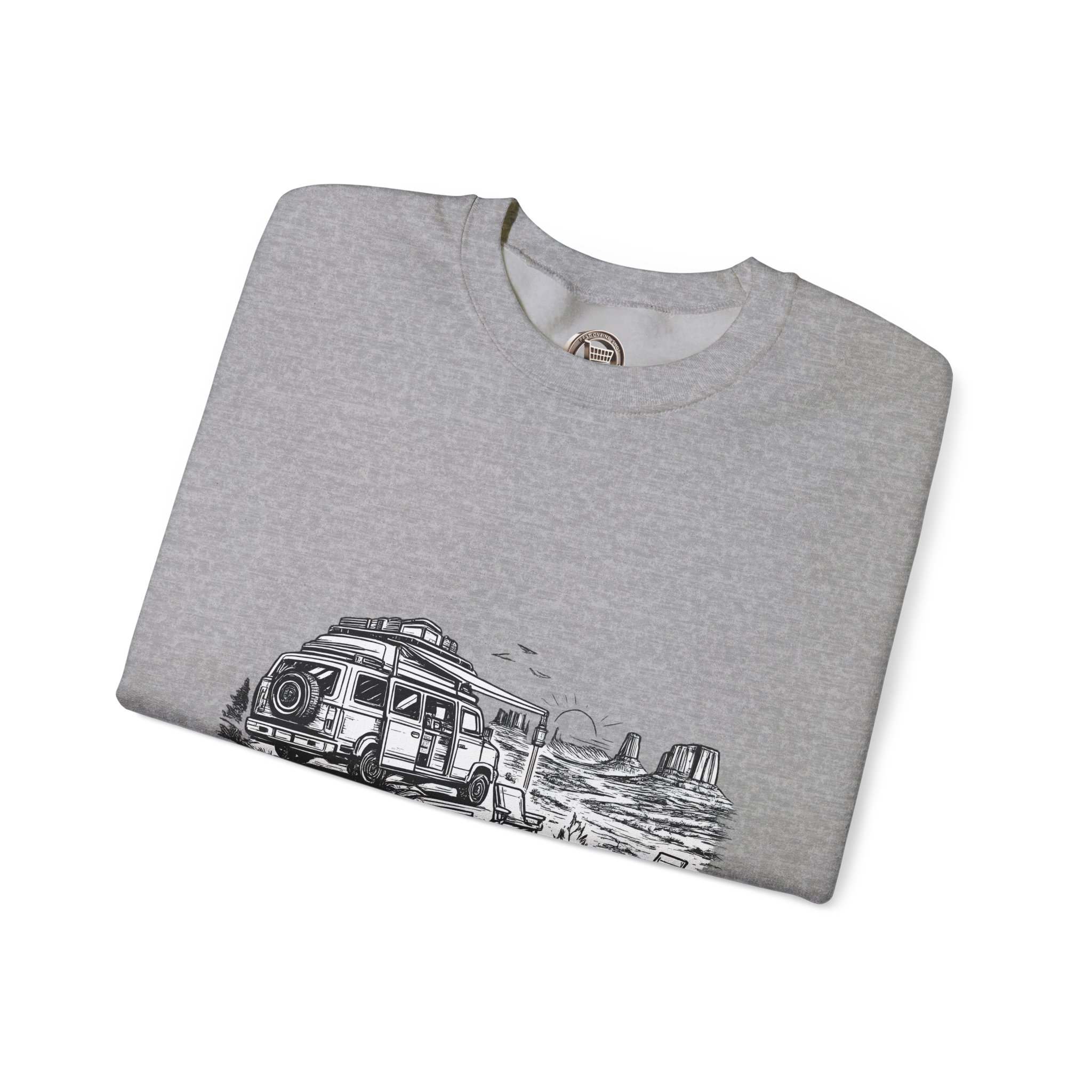 Unisex Heavy Blend™ Crewneck Sweatshirt — "Explore More Worry Less" Design Minimal-Line