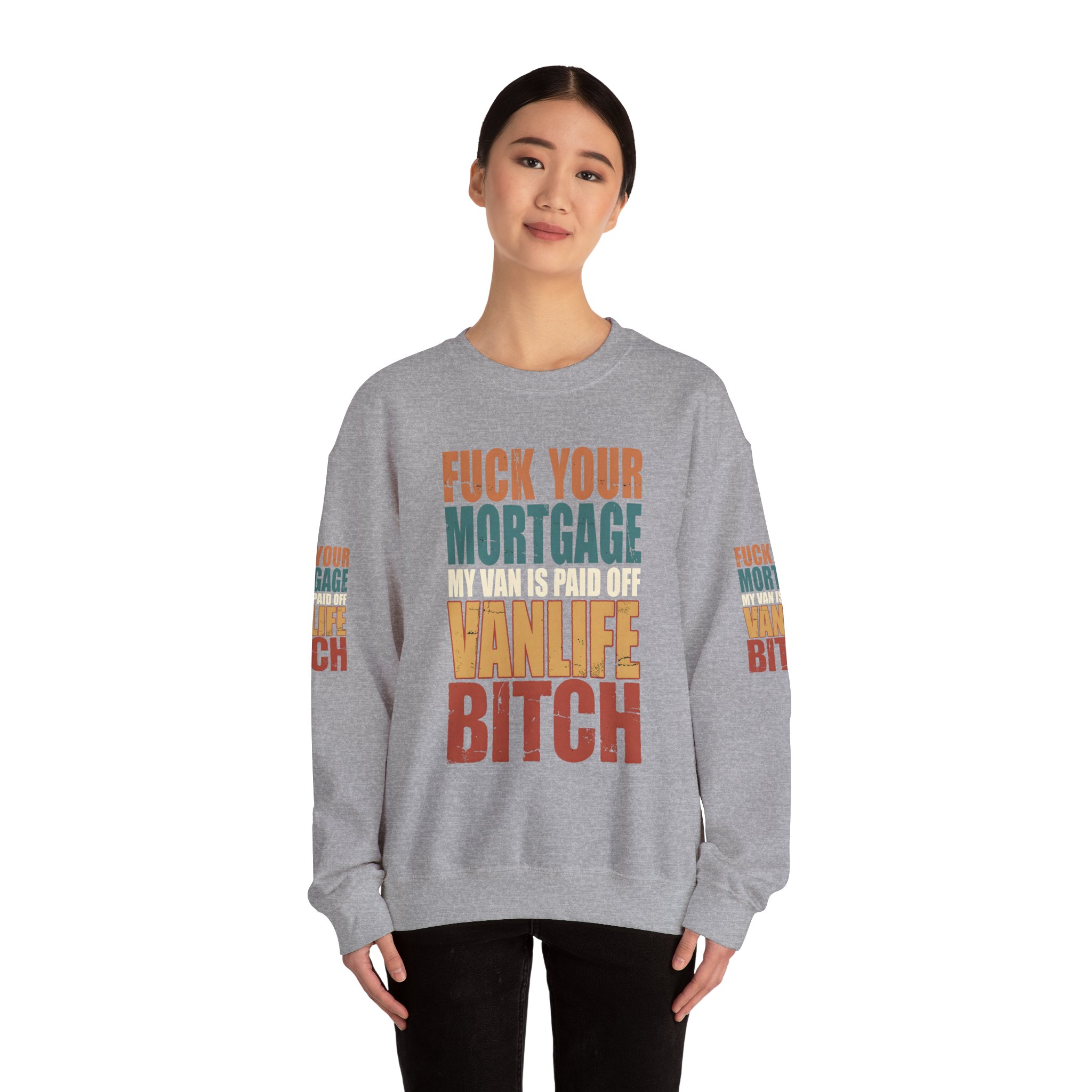 Unisex Heavy Blend™ Crewneck Sweatshirt — "Fuck Your Mortgage" Design F**K-Line