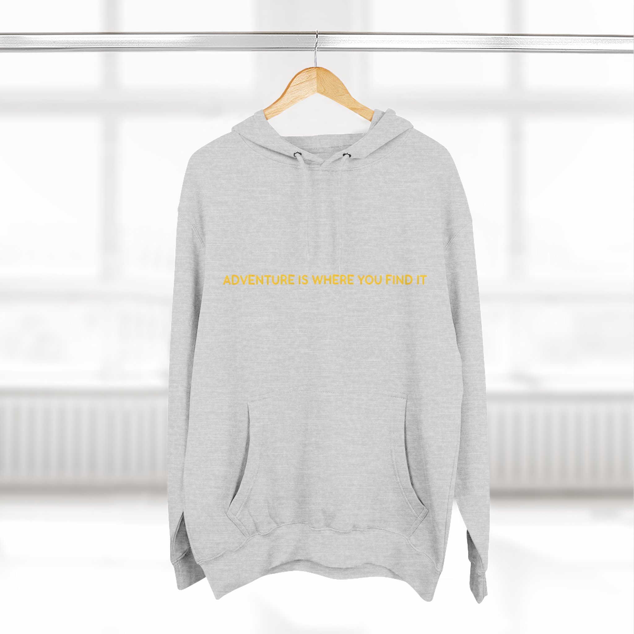 Three-Panel Fleece Hoodie - "Adventure Is Where You Find It" Design Sitcom-Line