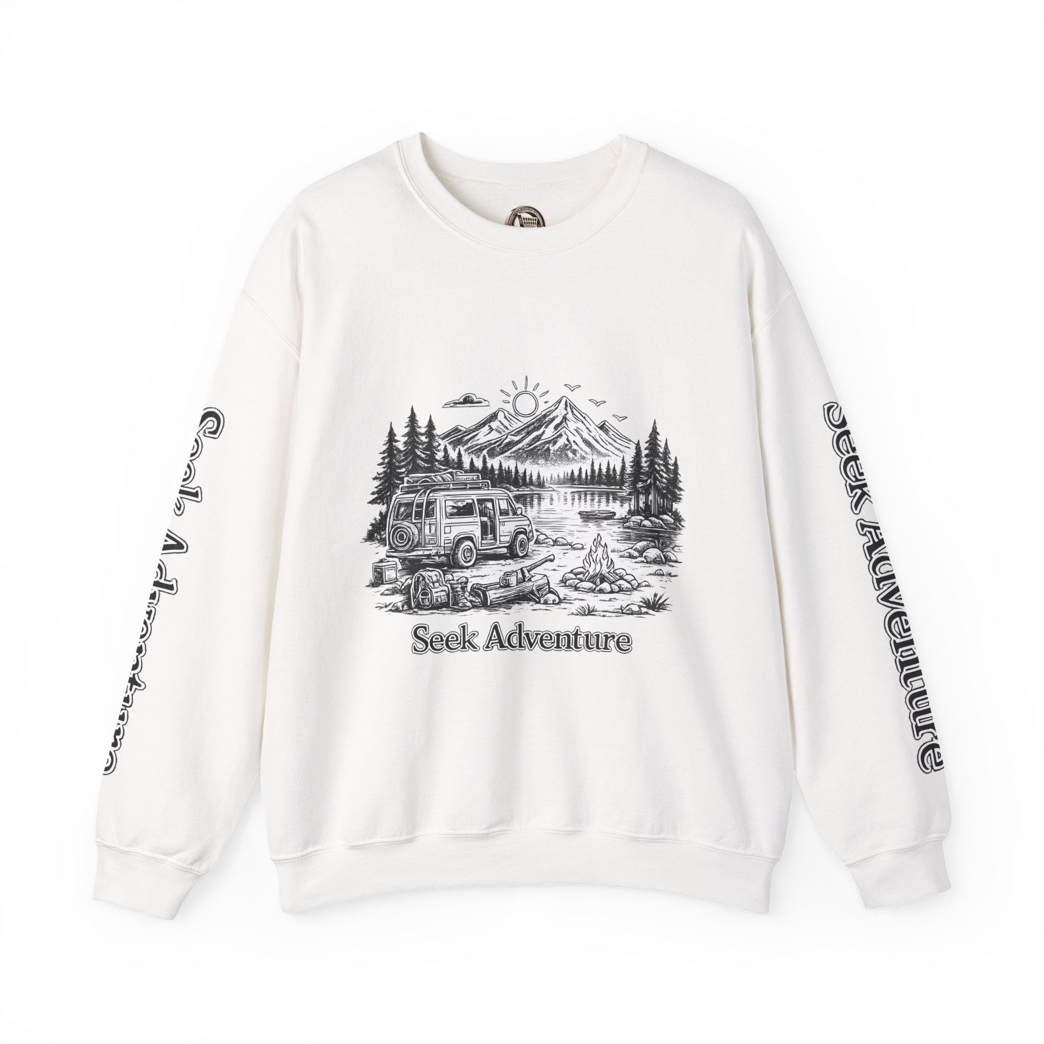 Unisex Heavy Blend™ Crewneck Sweatshirt — "Seek Adventure" Design Minimal-Line