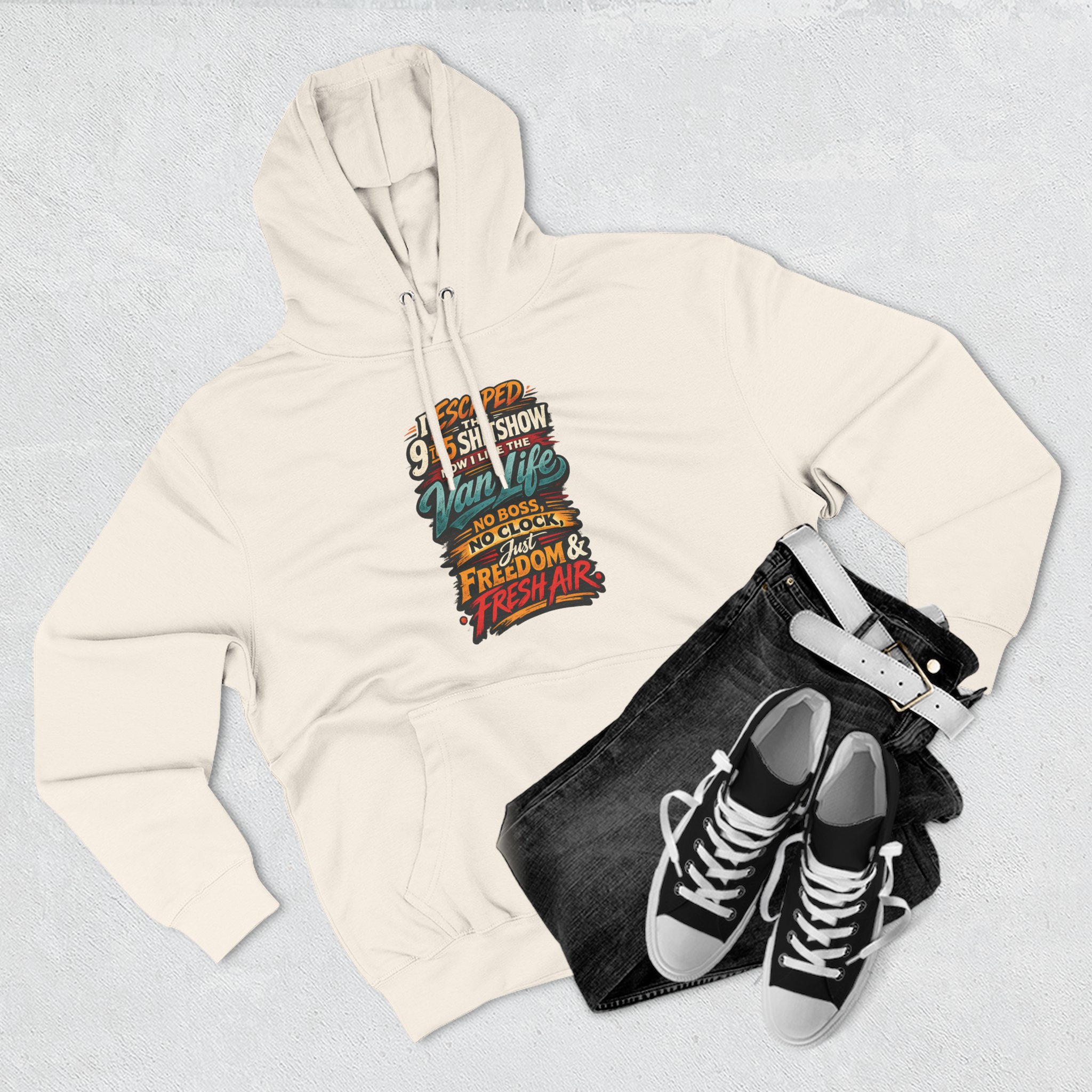 5737352954049712335_2048.jpeg Three-Panel Fleece Hoodie - "I Escaped The 9 To 5" Design F**K-Line