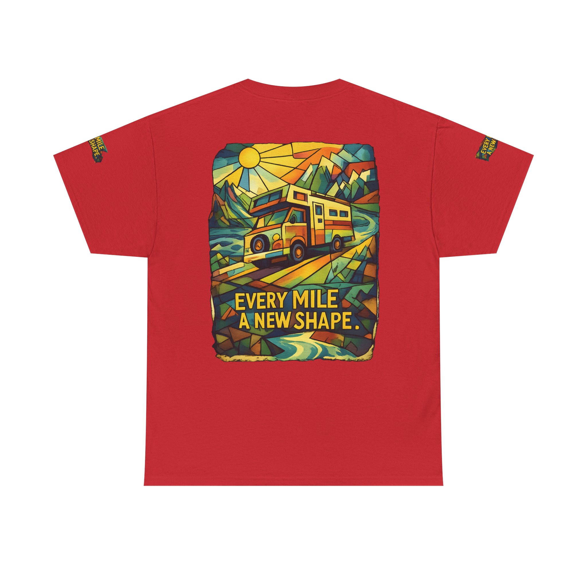 Unisex Heavy Cotton Tee — "Every Mile A New Shape" Design Cubic-Line