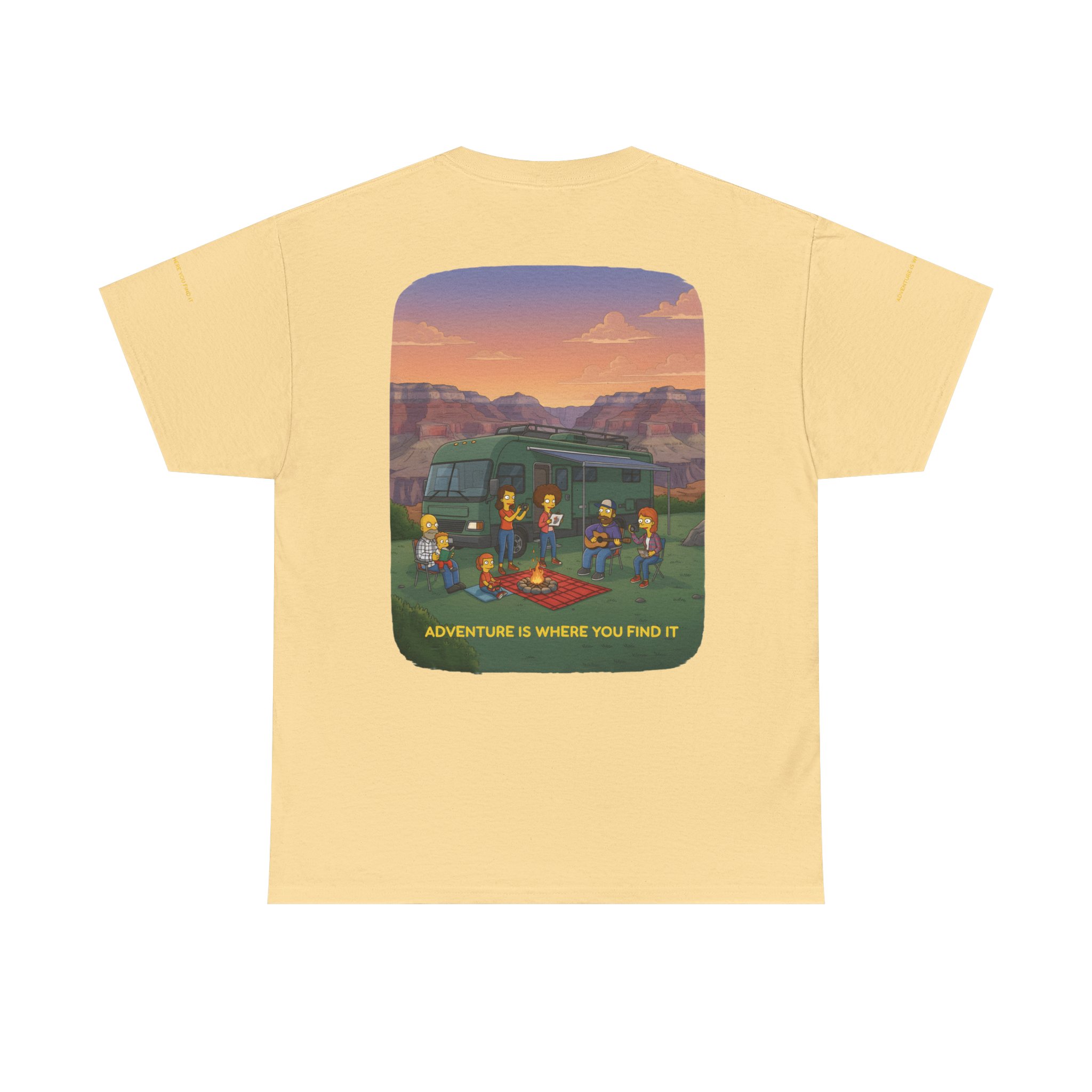 Unisex Heavy Cotton Tee — "Adventure Is Where You Find It" Design Sitcom-Line