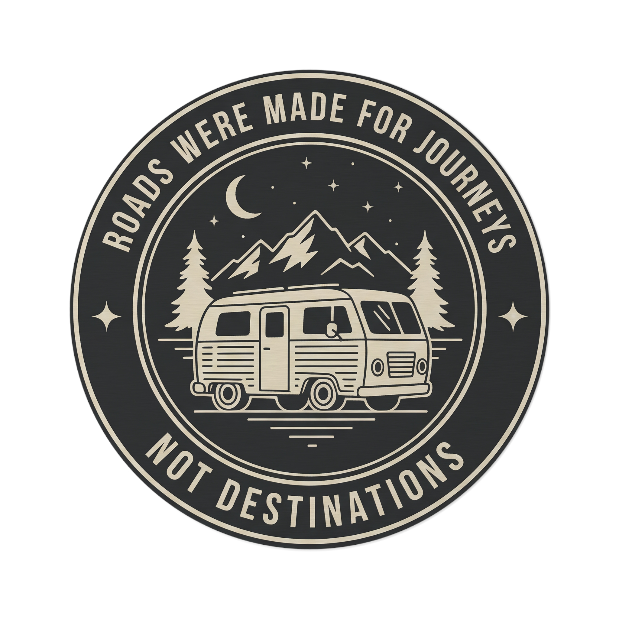 Round Rug - "Roads Were Made For Journeys Not Destinations" Camper Van Adventure Floor Mat