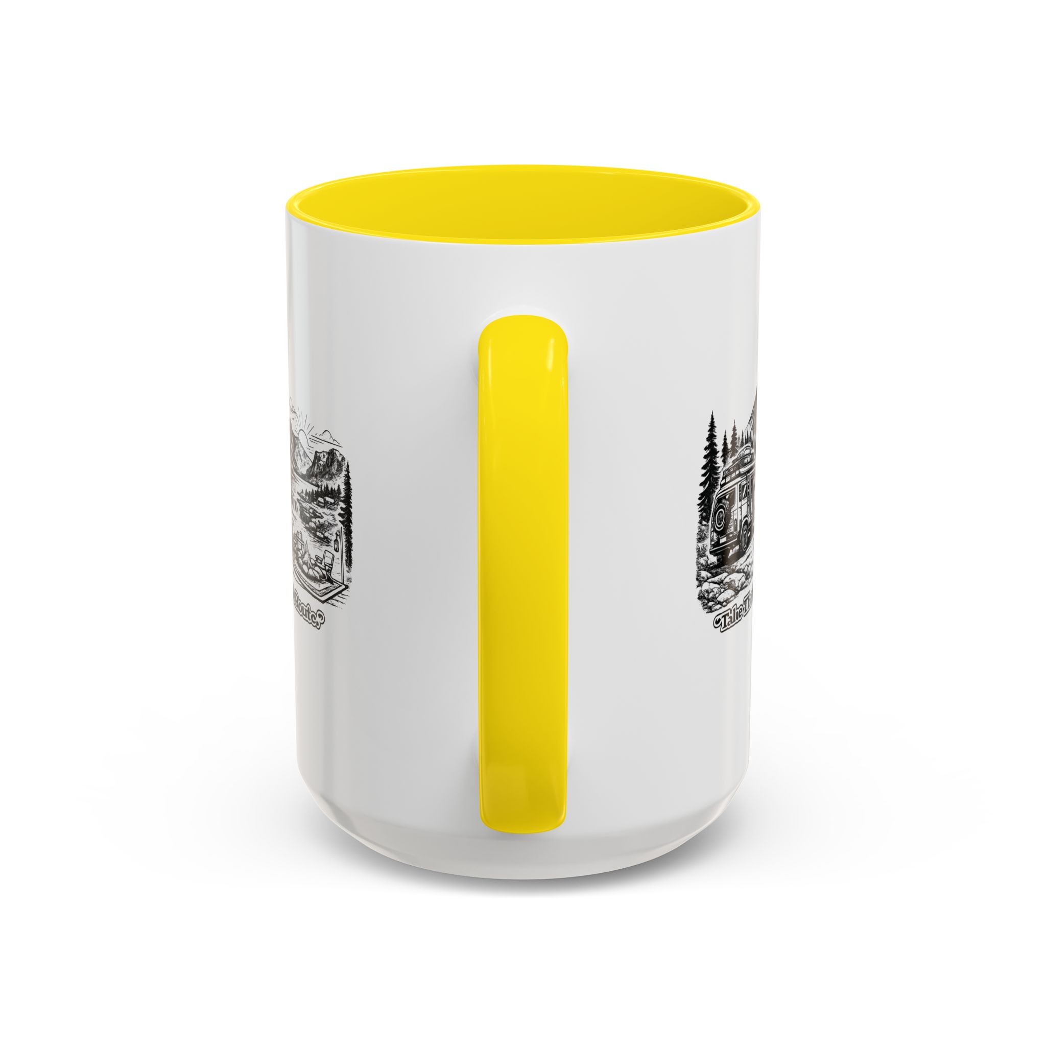 Accent Coffee Mug (11, 15oz) — "Take The Scenic Route" Design Minimal-Line