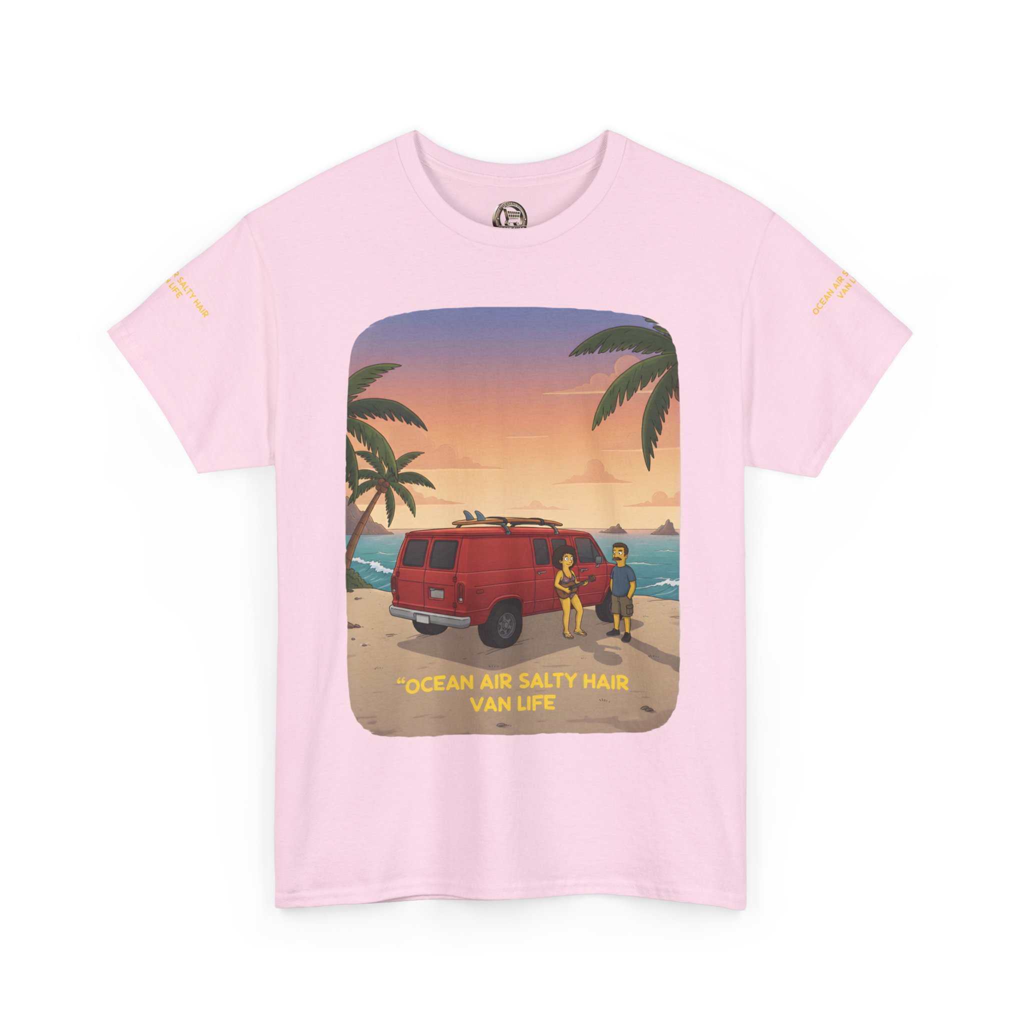 Unisex Heavy Cotton Tee — "Ocean Air Salty Hair Van Life" Design Sitcom-Line