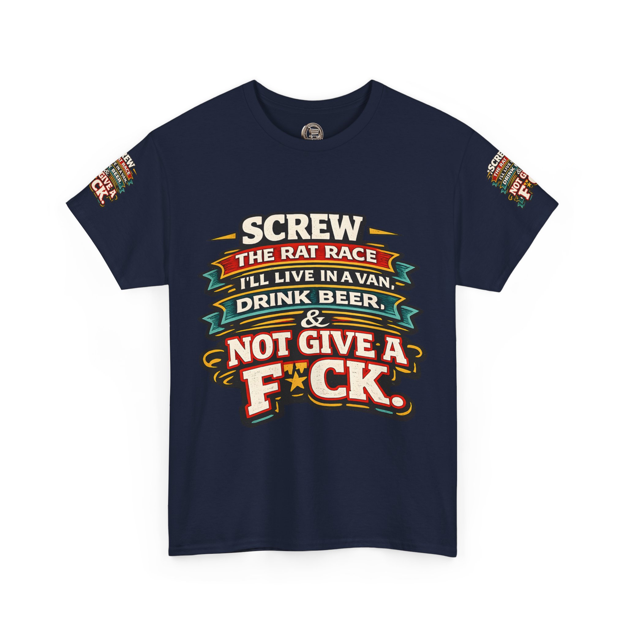 Unisex Heavy Cotton Tee — "Screw The Rat Race" Design F**K-Line