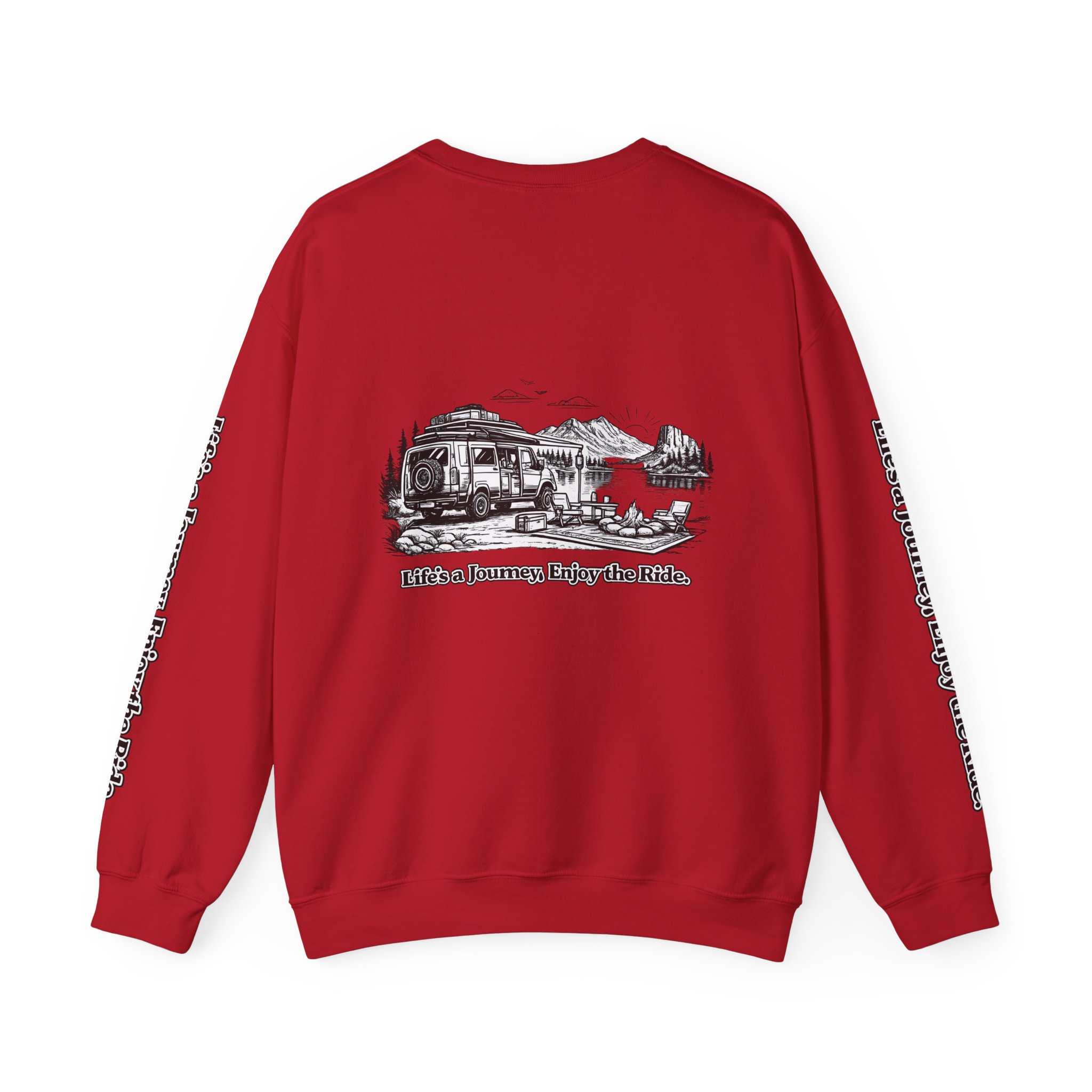 Unisex Heavy Blend™ Crewneck Sweatshirt — "Lifes A Journey,Enjoy The Ride" Design Minimal-Line