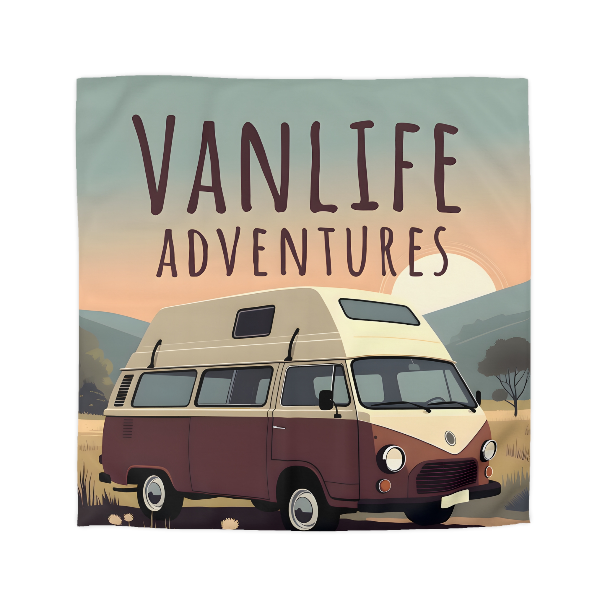 5760907526648921489_2048.jpeg Duvet Cover — "Vanlife Adventures" Vintage Camper Van Bedding for Travel Lovers