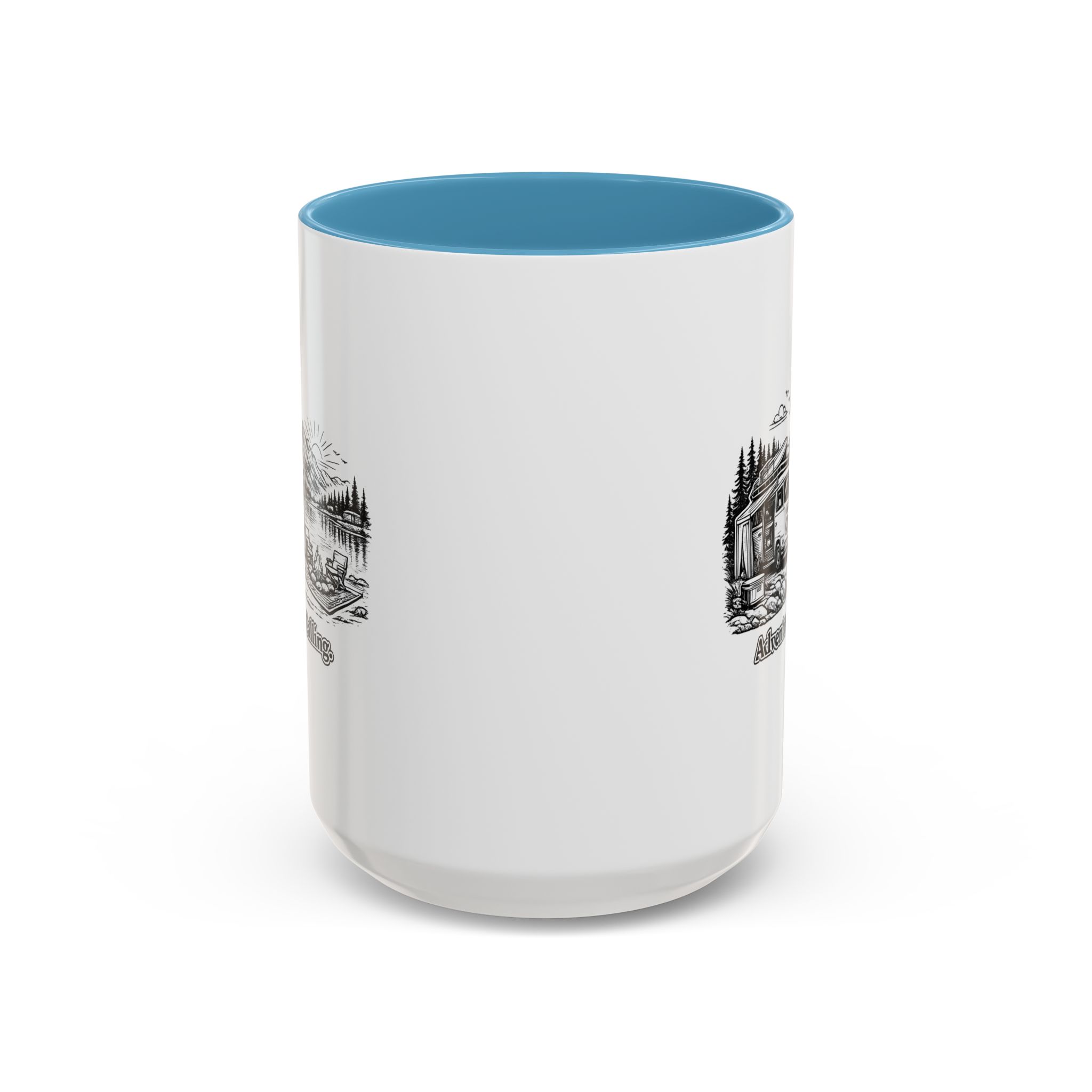 Accent Coffee Mug (11, 15oz) — "Adventure Is Calling" Design Minimal-Line