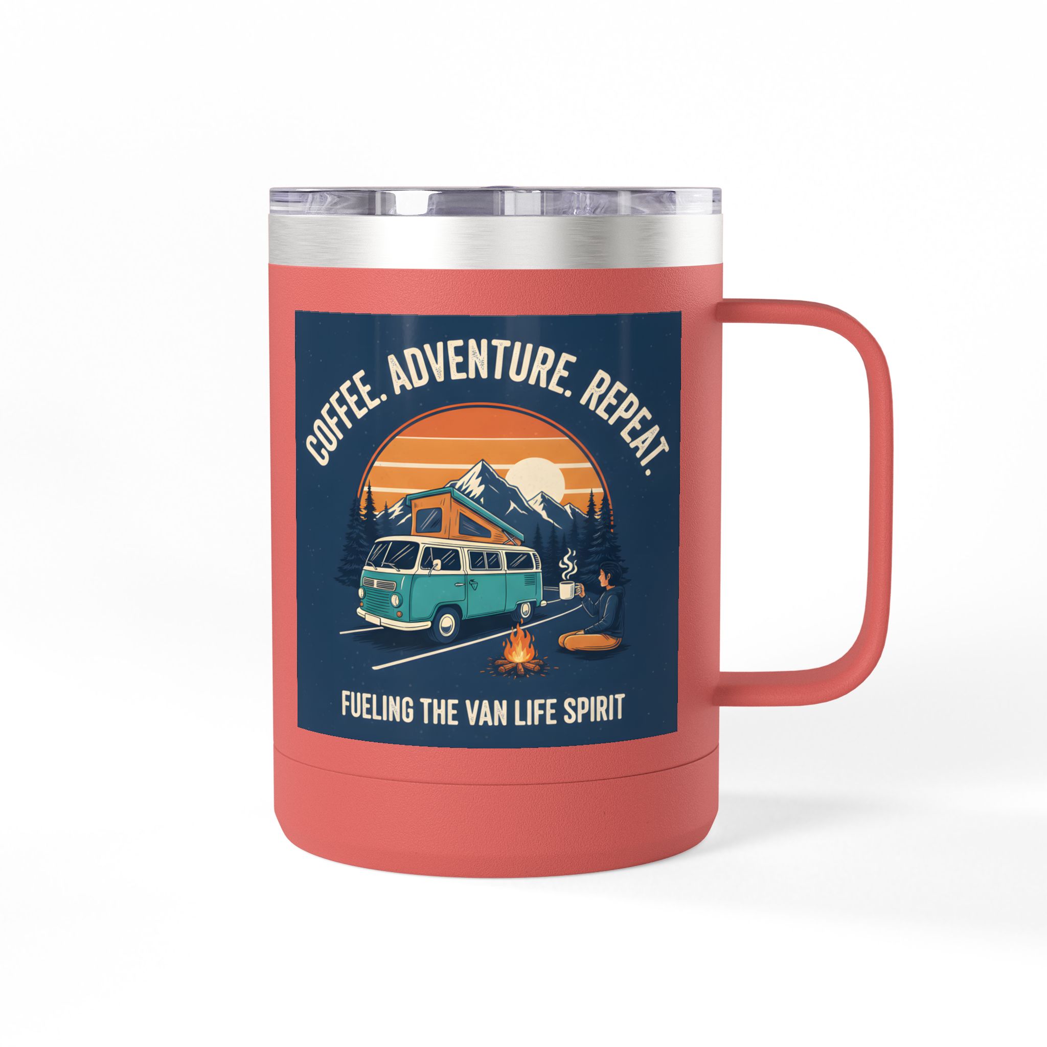 Coffee Mug Tumbler, 15oz — “Coffee. Adventure. Repeat.”