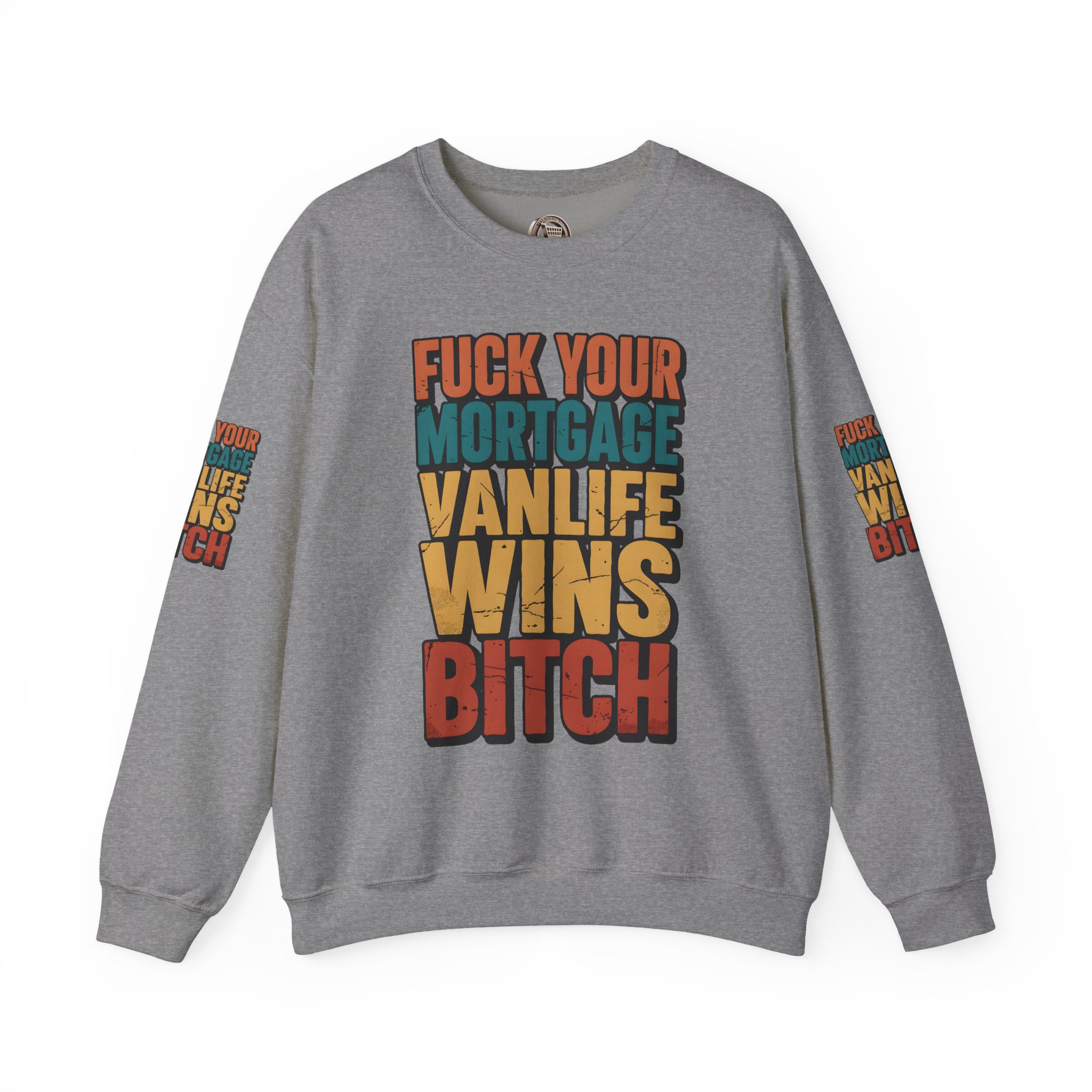 Unisex Heavy Blend™ Crewneck Sweatshirt — "Fuck Your Mortgage" Design F**K-Line