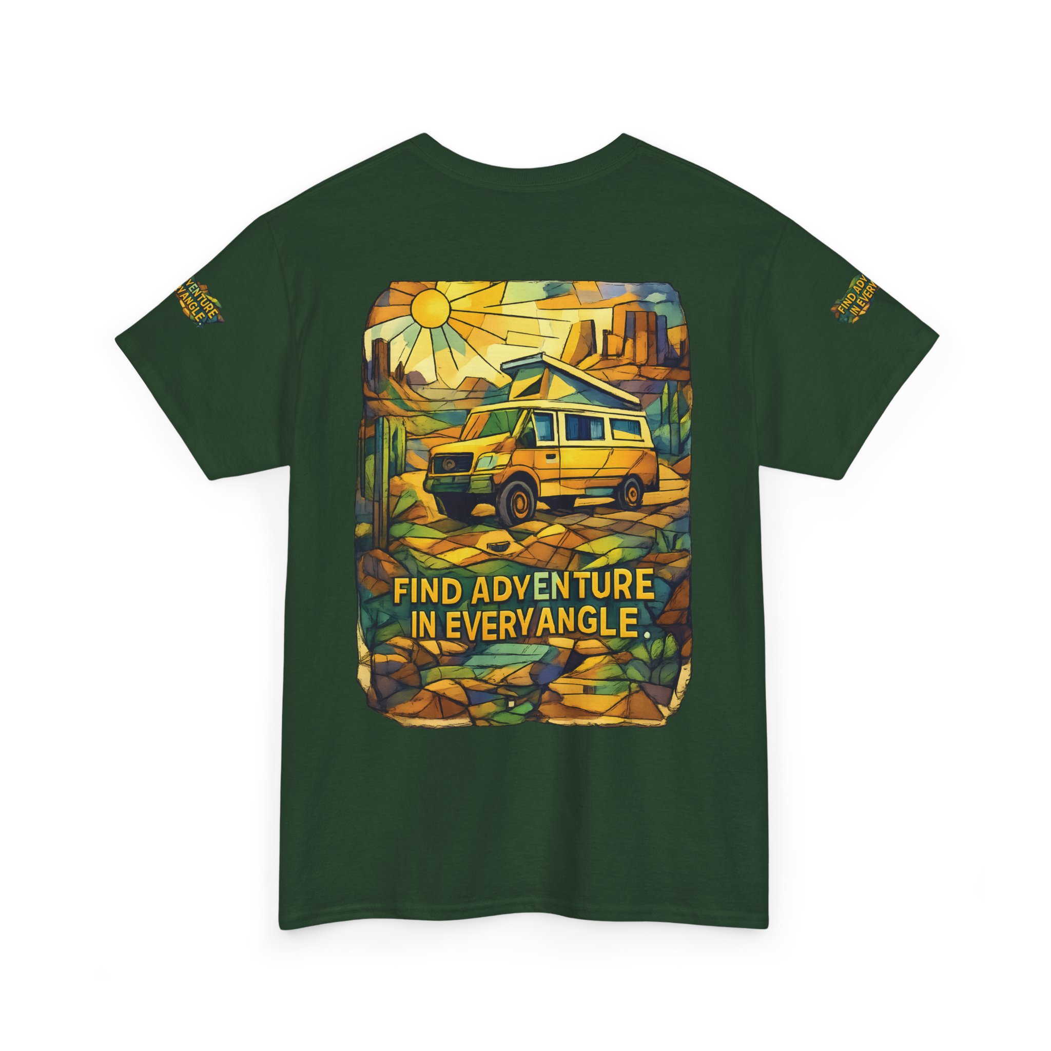 Unisex Heavy Cotton Tee — "Find Adventure In Every Corner" Design Cubic-Line
