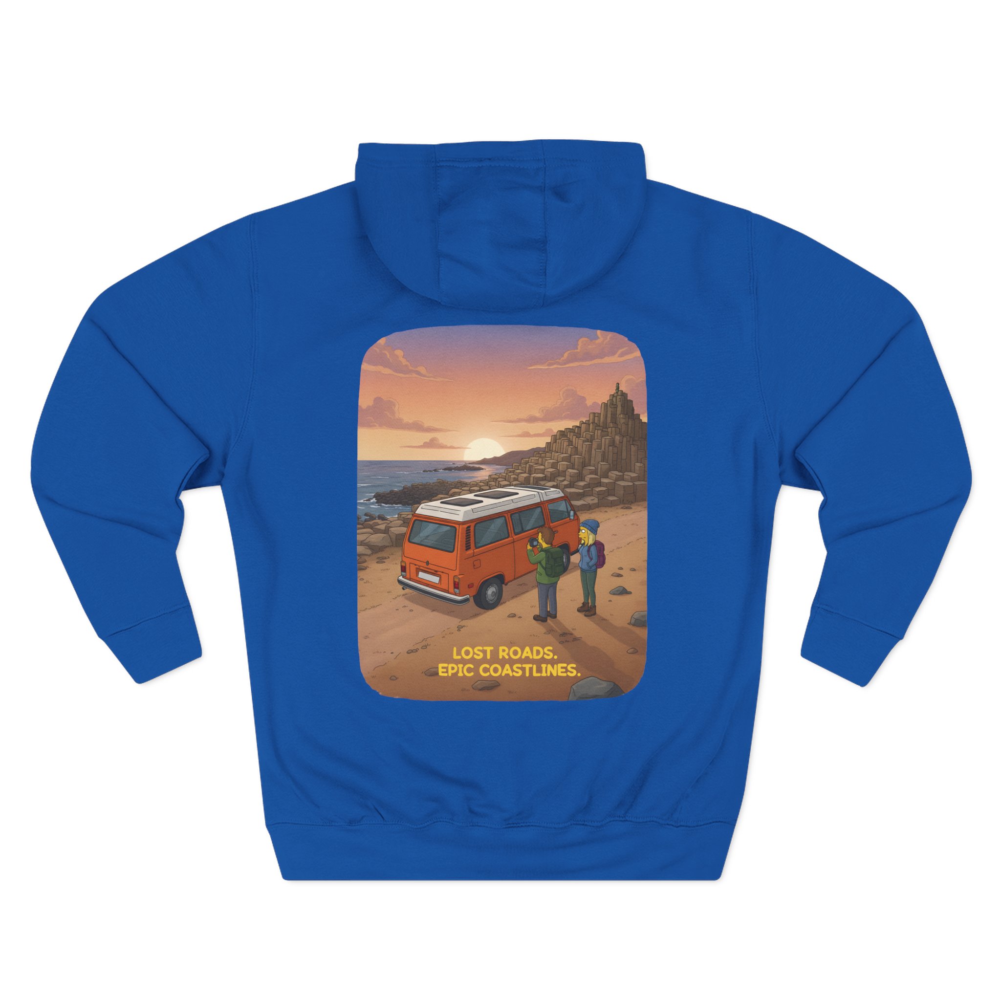 Three-Panel Fleece Hoodie - "Lost Roads Epic Coastlines" Design Sitcom-Line
