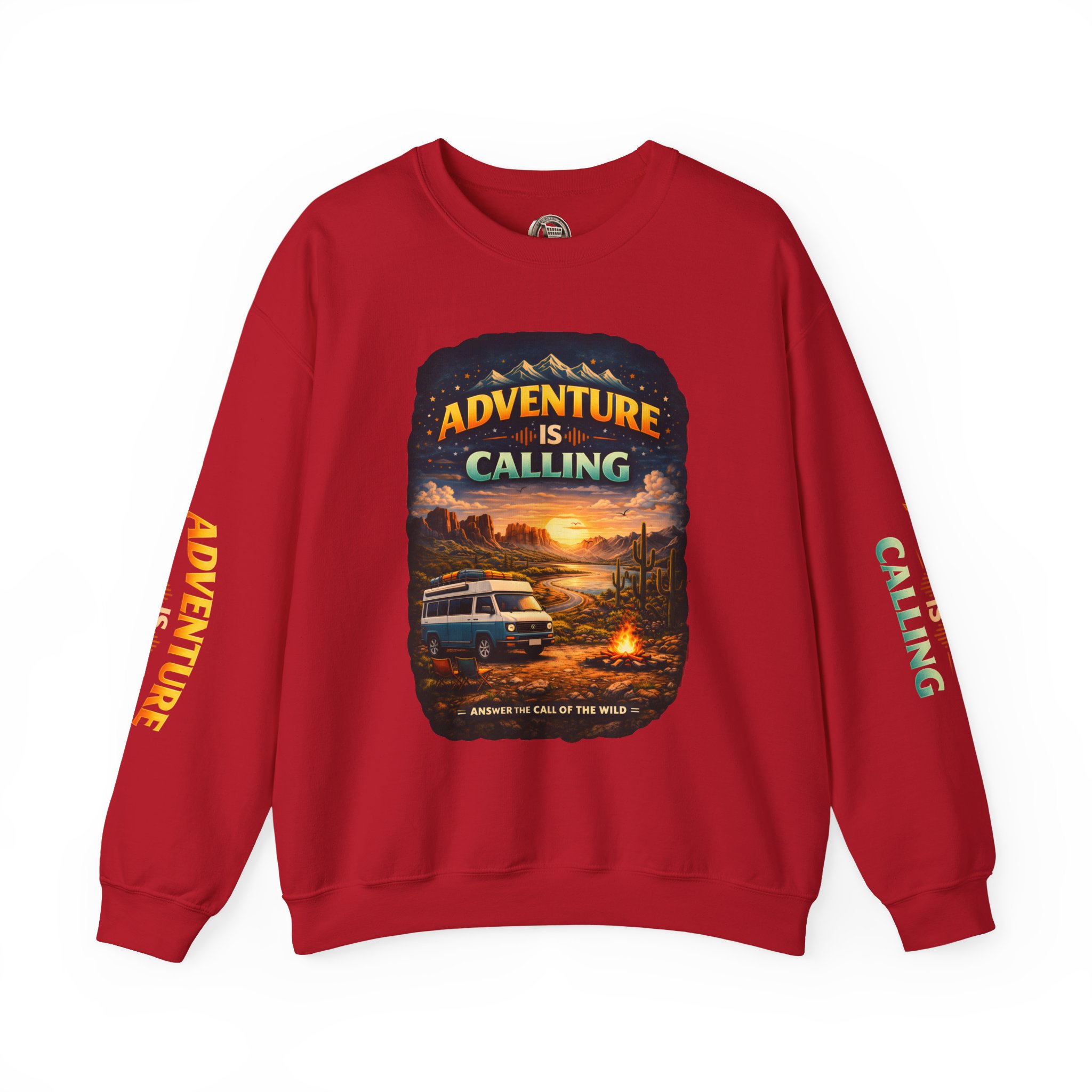 Unisex Heavy Blend™ Crewneck Sweatshirt — "Adventure Is Calling" Design Scenic-Line