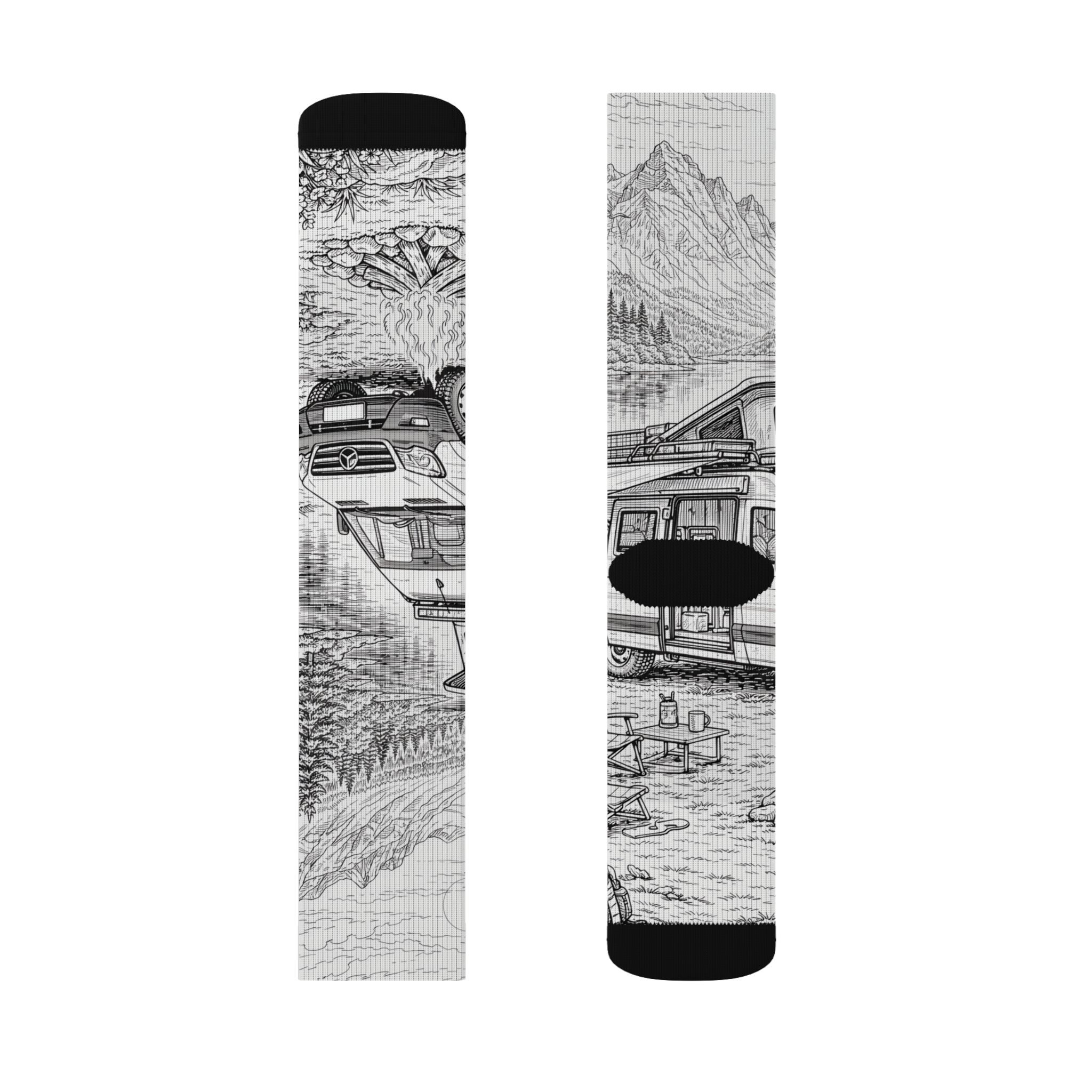 Sublimation Socks — Retro Camper Roadtrip Crew Socks