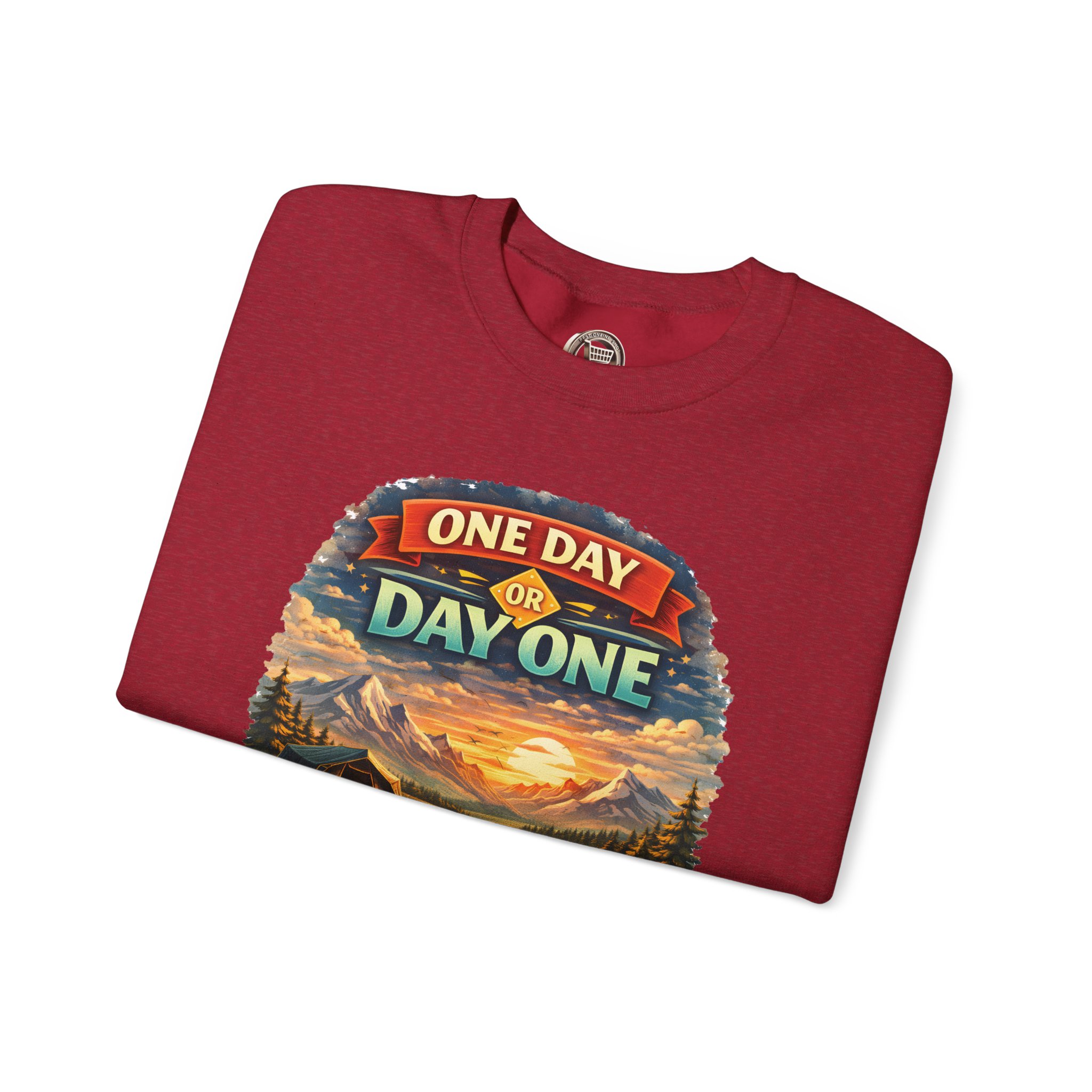 Unisex Heavy Blend™ Crewneck Sweatshirt — "One Day Or Day One" Design Scenic-Line
