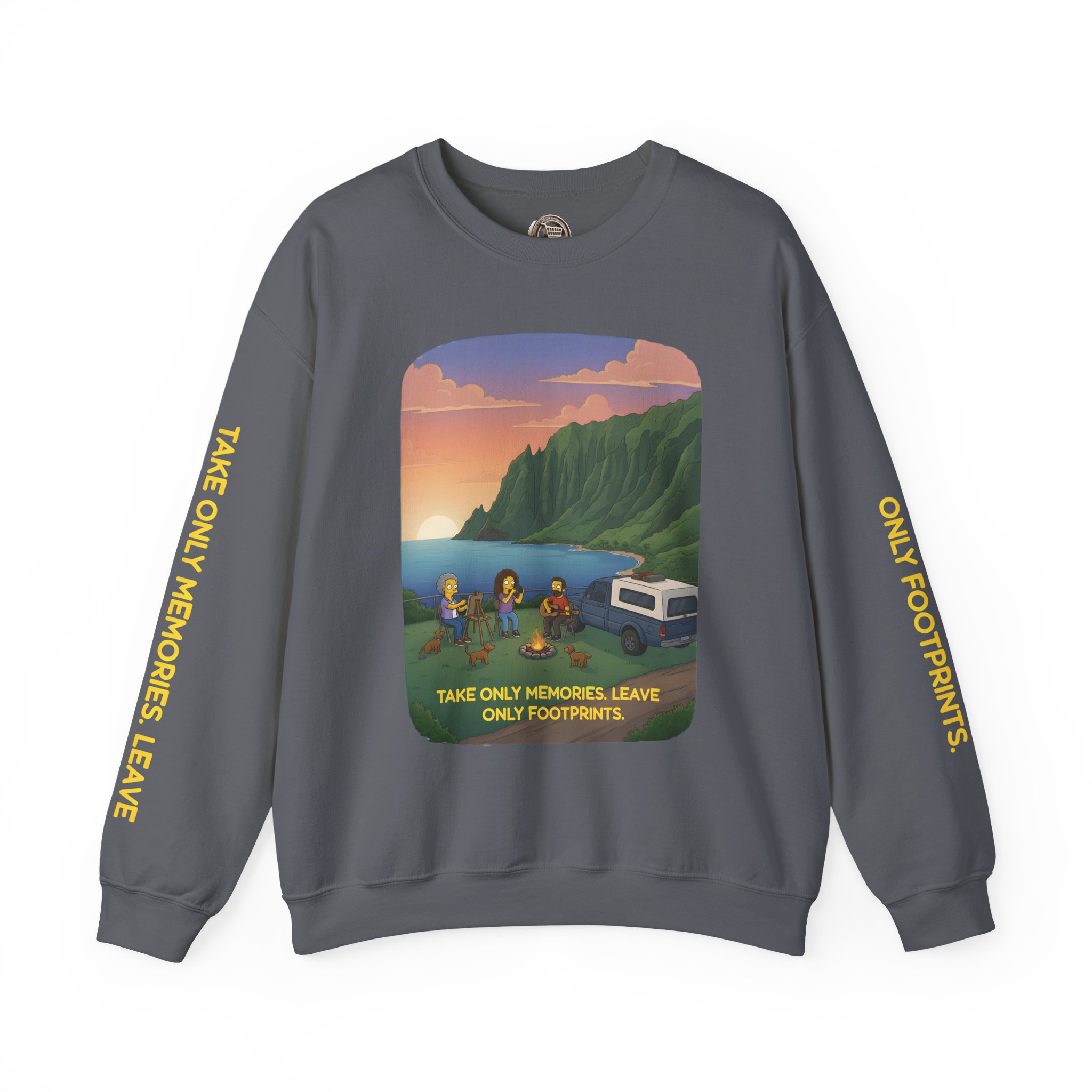 Unisex Heavy Blend™ Crewneck Sweatshirt — "Take Only Memories-Leave Only Footprints" Design Sitcom-Line