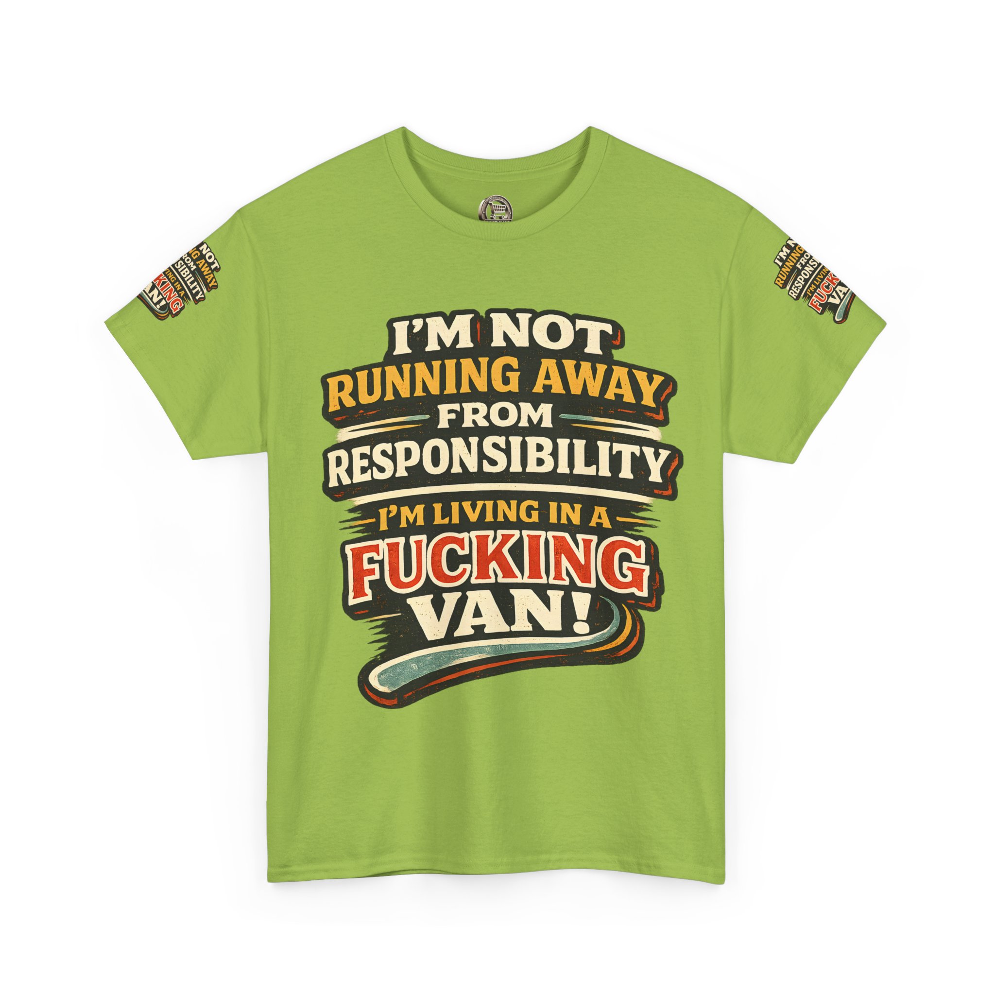 Unisex Heavy Cotton Tee — "I`m Not running Away" Design F**K-Line