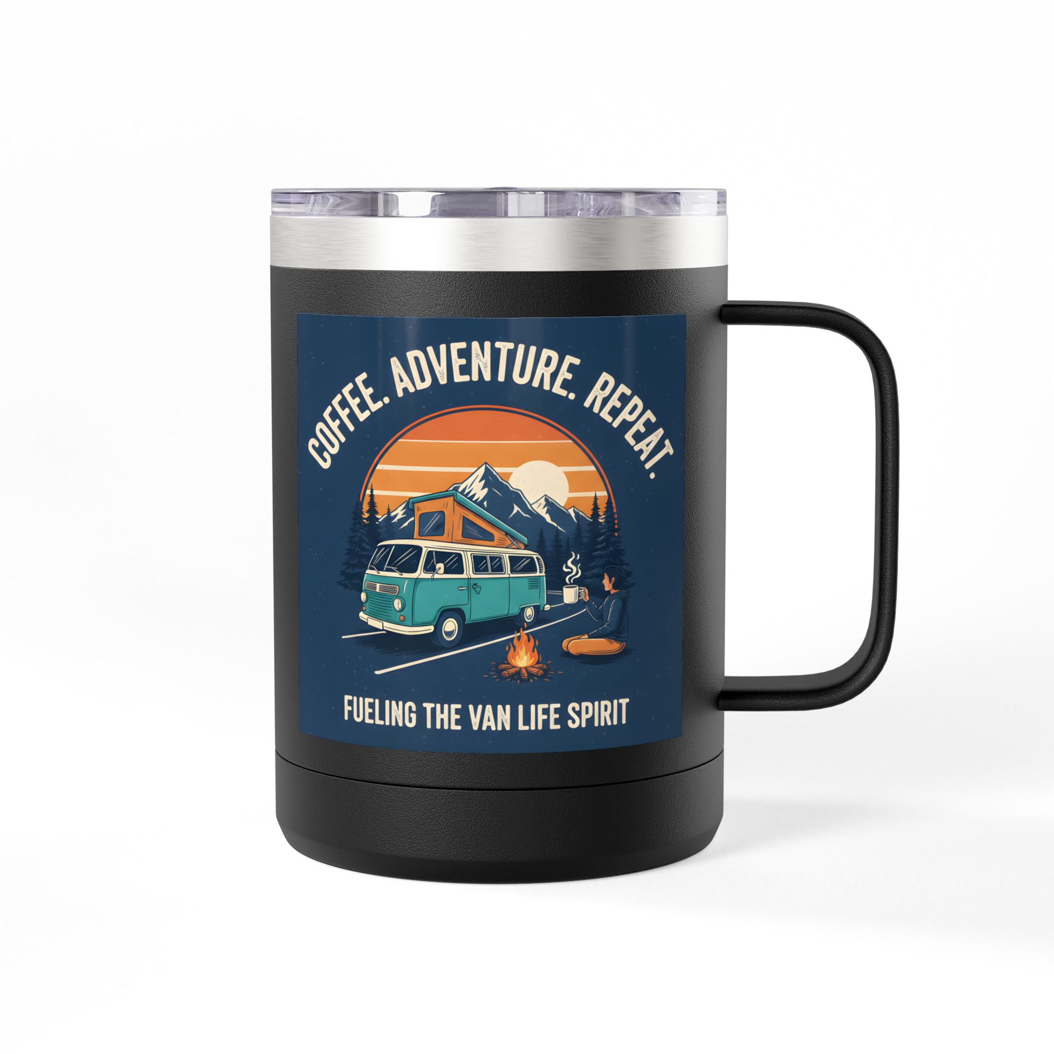 Coffee Mug Tumbler, 15oz — “Coffee. Adventure. Repeat.”