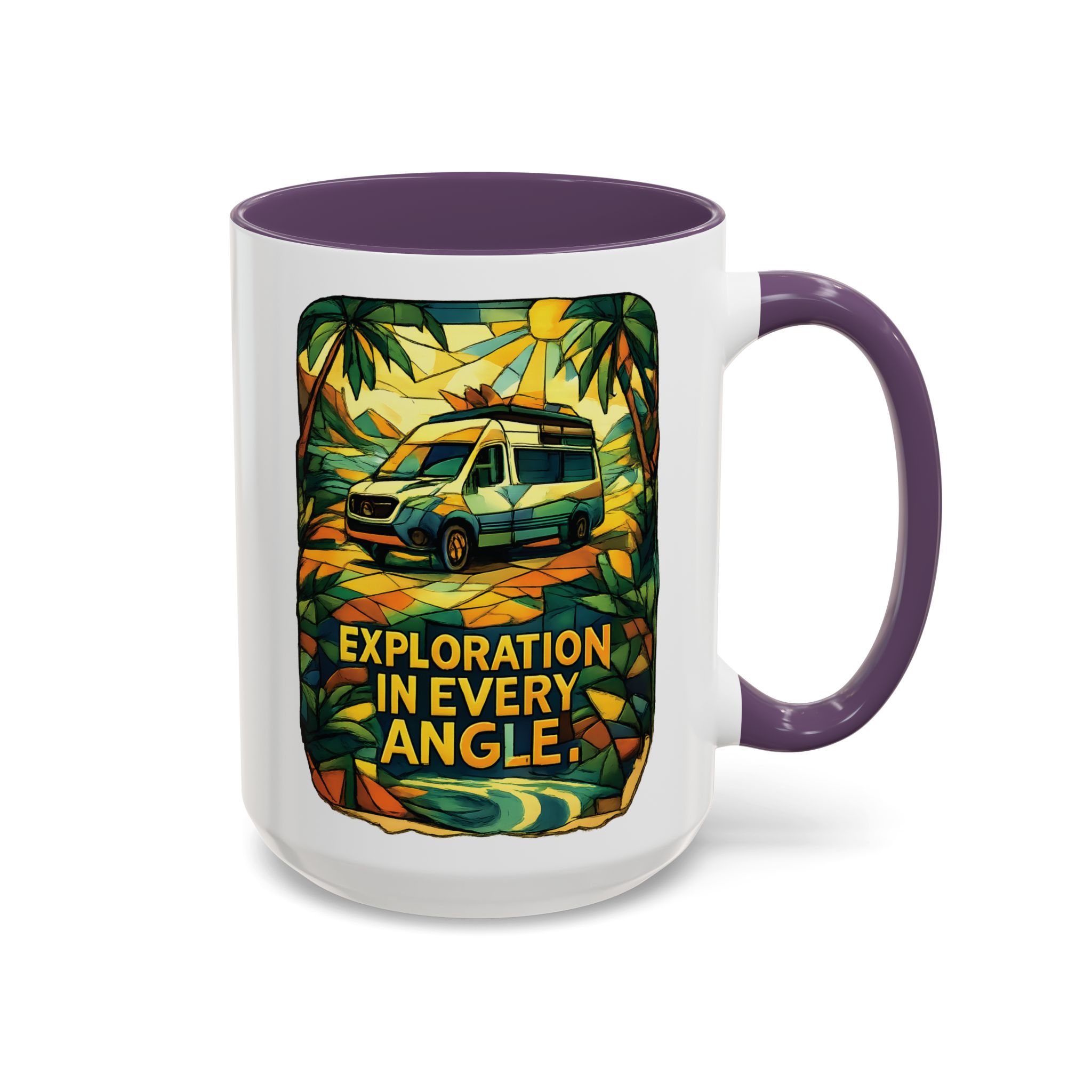Accent Coffee Mug (11, 15oz) — "Exploration In Every Angle" Design Cubic-Line