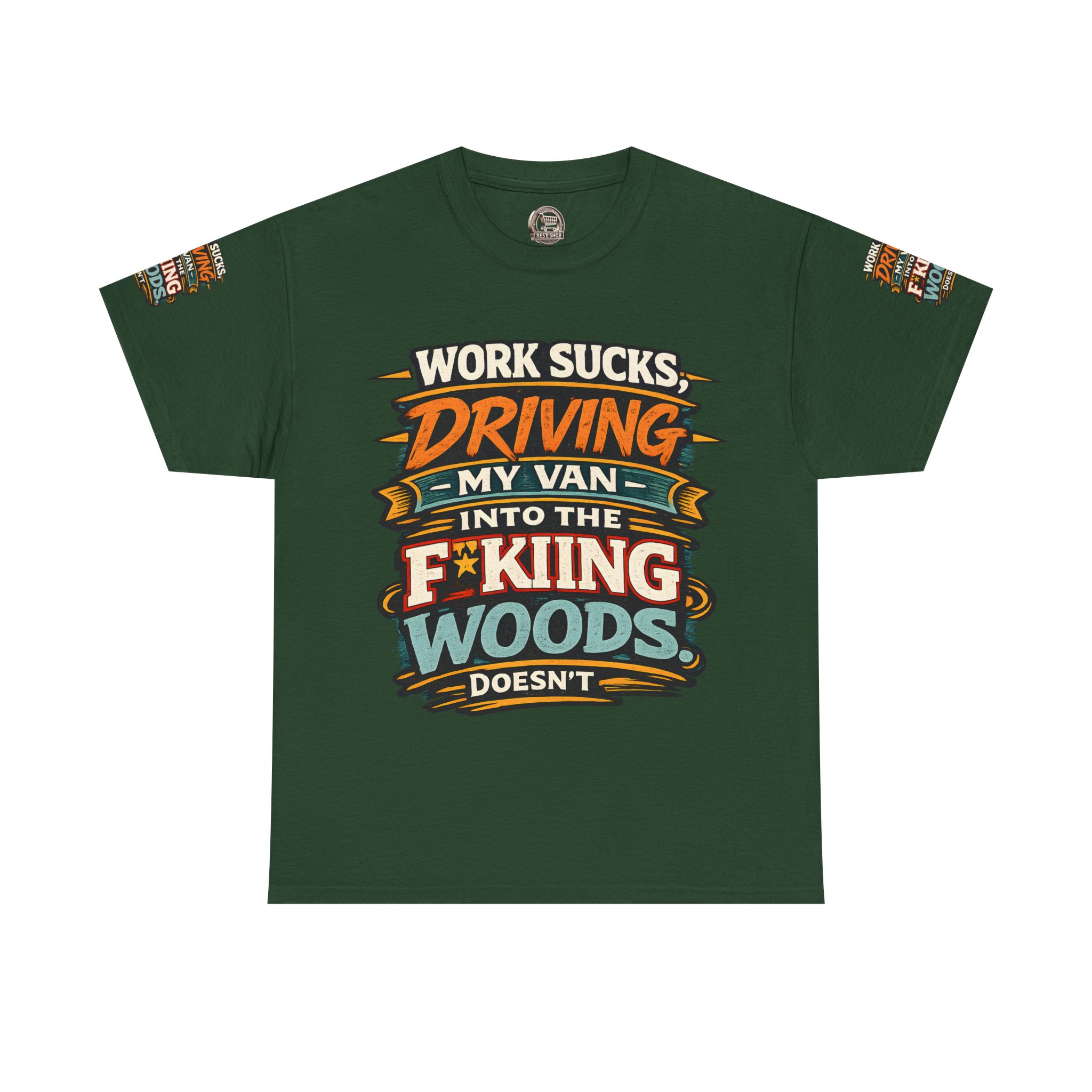 Unisex Heavy Cotton Tee — "Work Sucks" Design F**K-Line