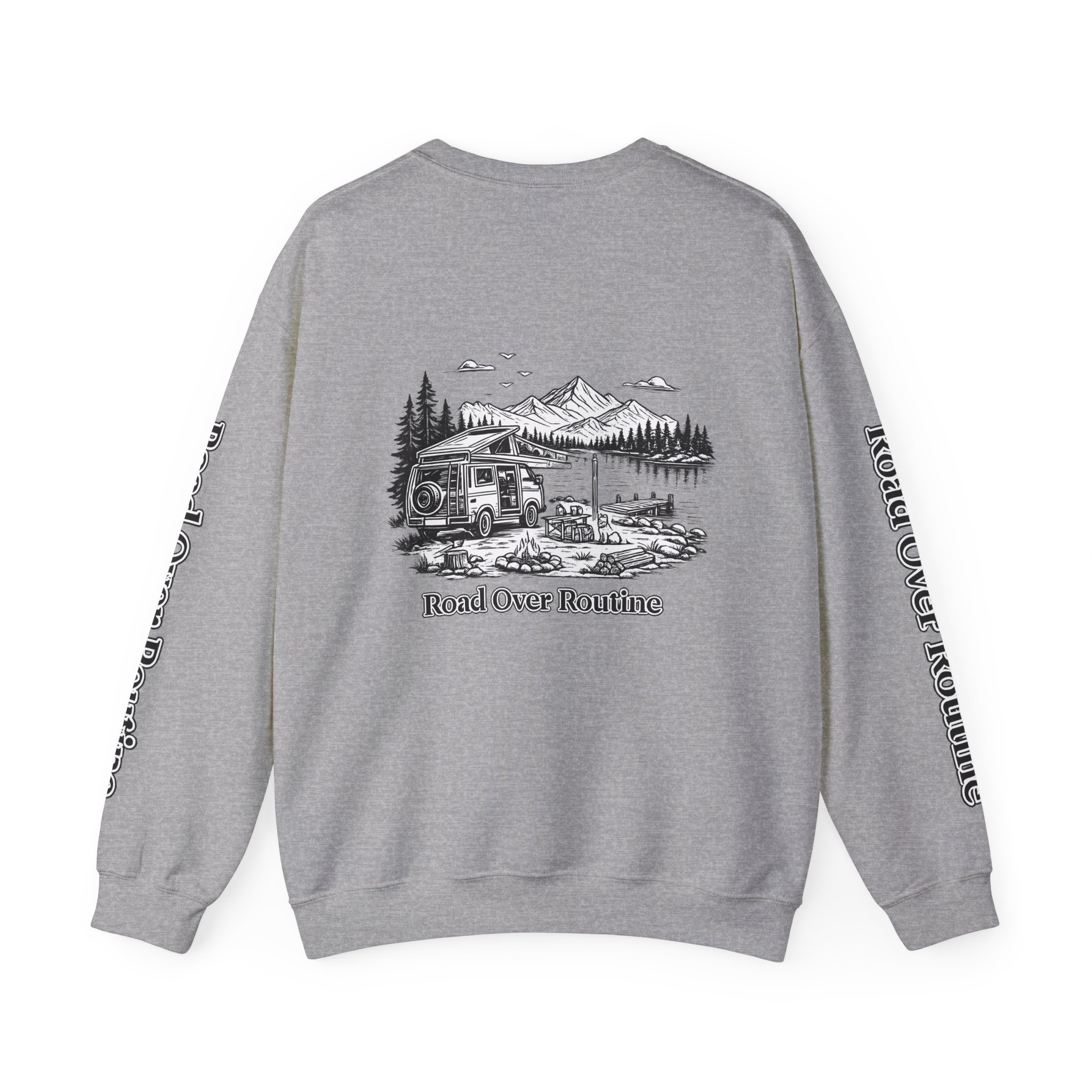 Unisex Heavy Blend™ Crewneck Sweatshirt — "Road Over Routine" Design Minimal-Line