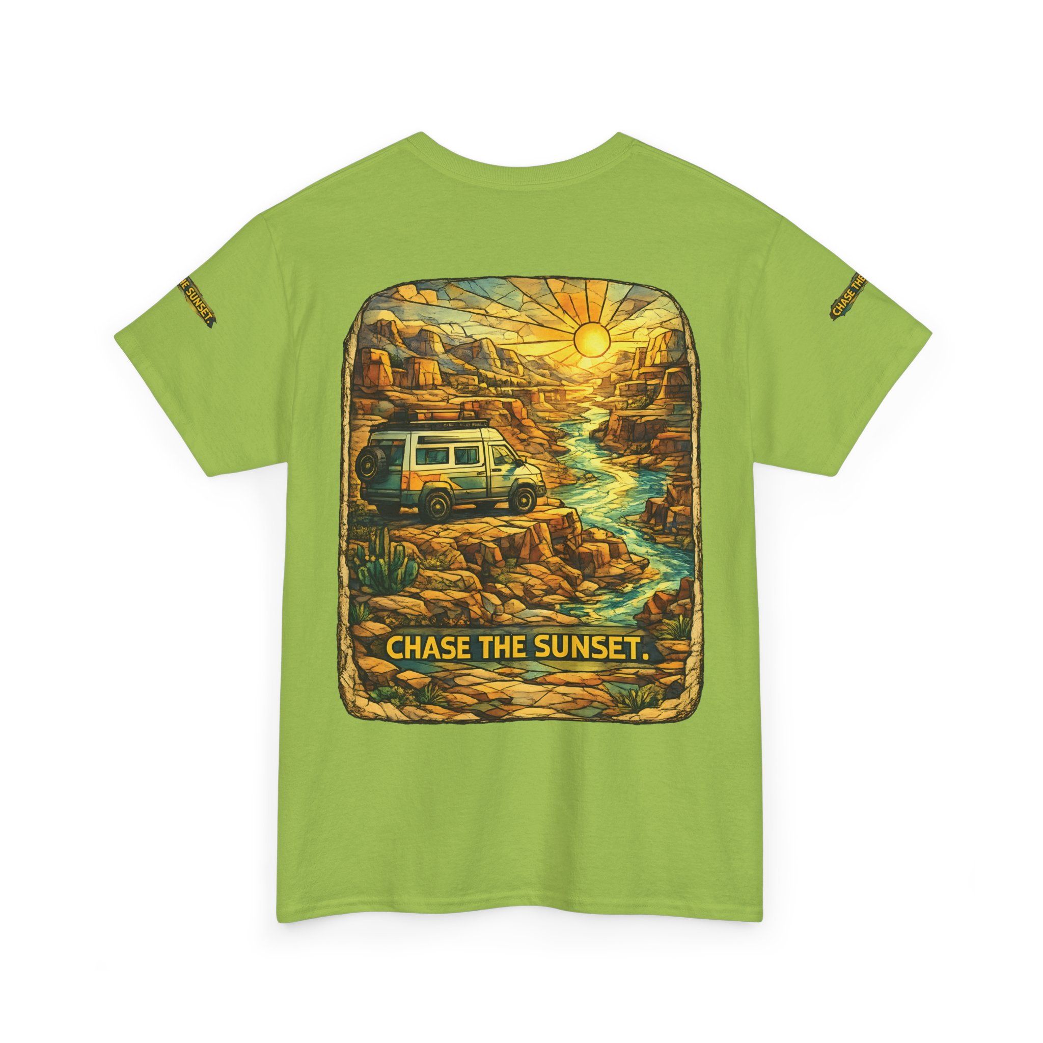 5796774553441324589_2048.jpeg Unisex Heavy Cotton Tee — "Chase The Sunset" Design Cubic-Line