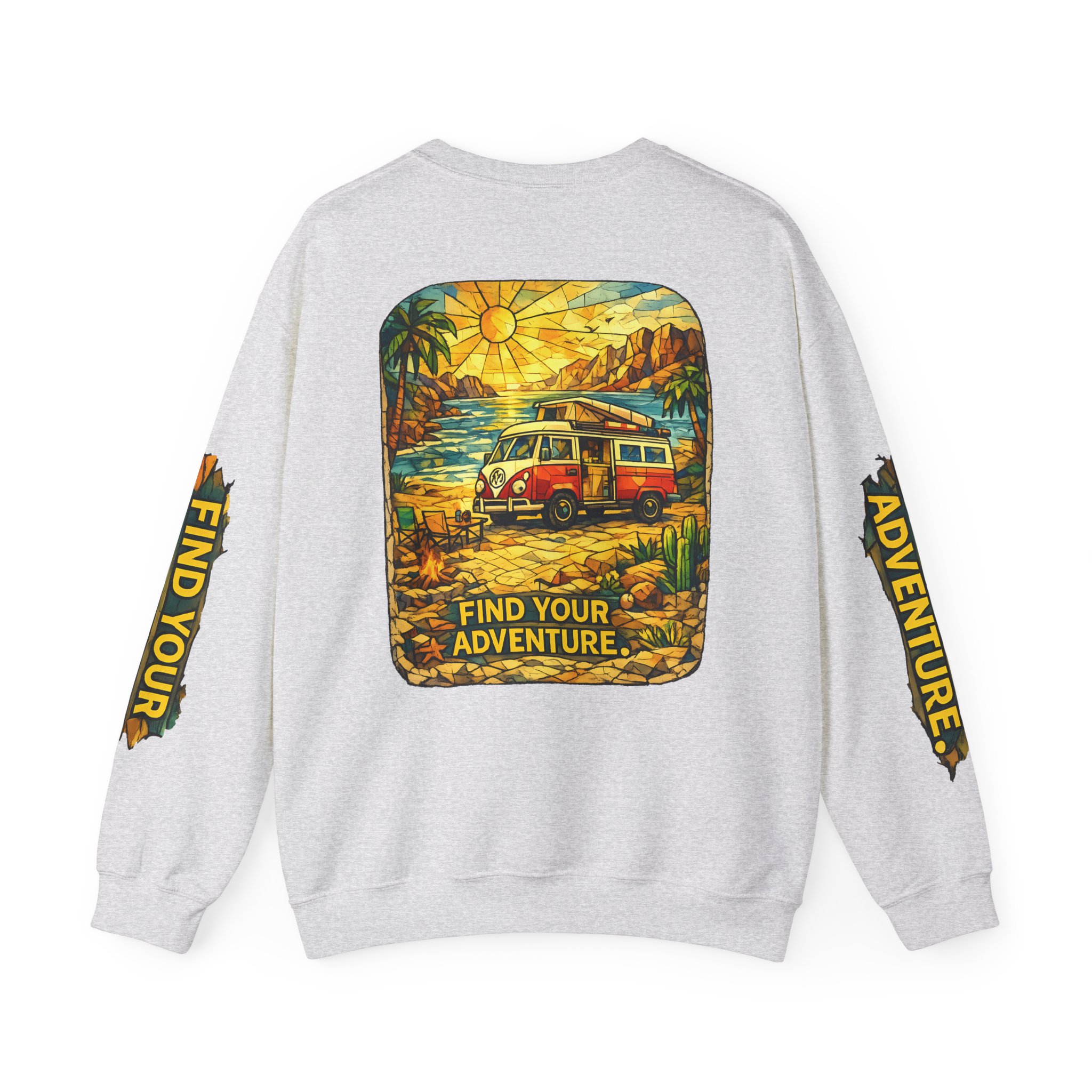 Unisex Heavy Blend™ Crewneck Sweatshirt — "Find Your Adventure" Design Cubic-Line