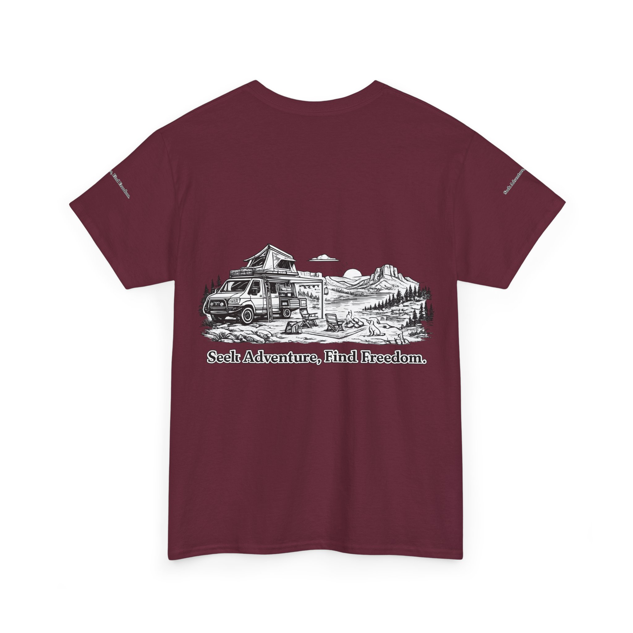 580443216735399150_2048.jpeg Unisex Heavy Cotton Tee — "Seek Adventure, Find Freedom" Design Minimal-Line