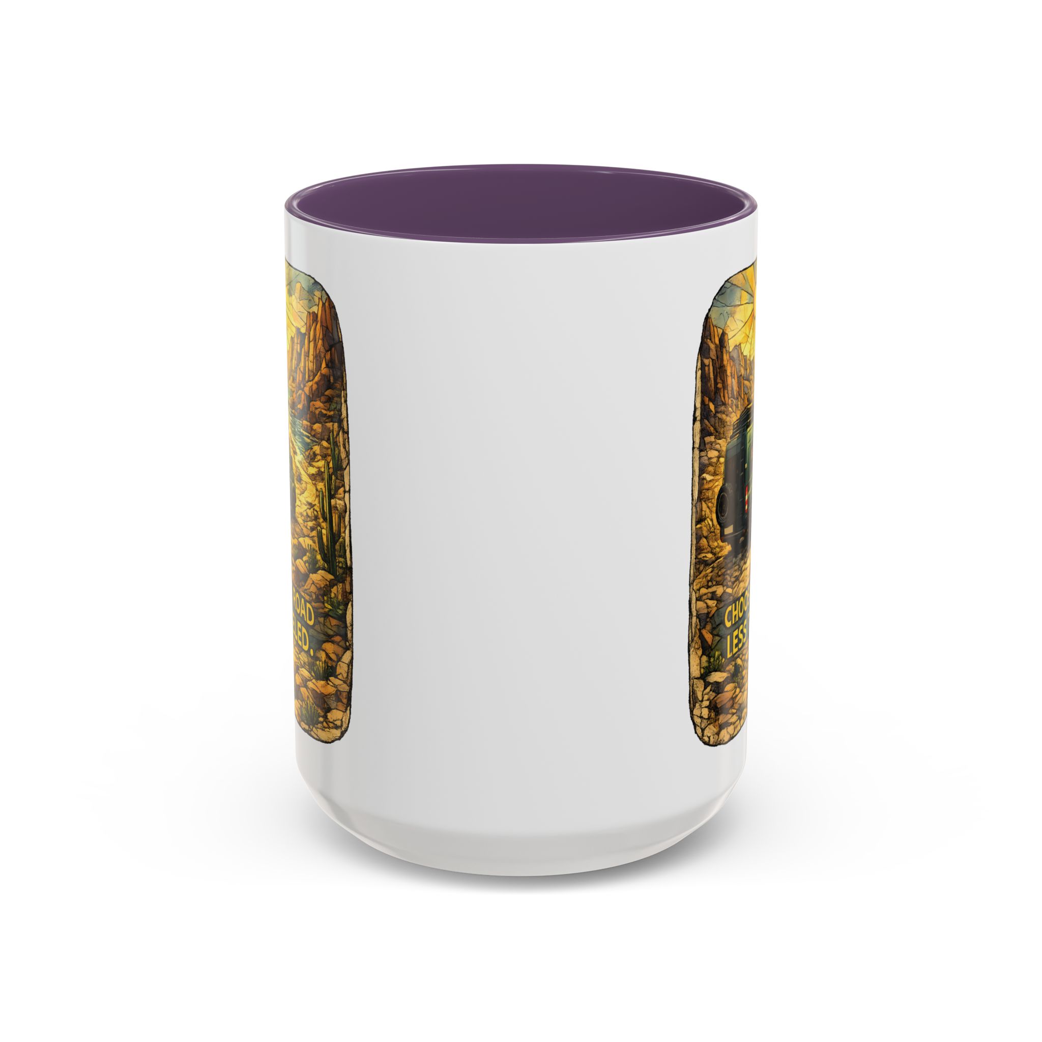 Accent Coffee Mug (11, 15oz) — "Choose The Road Less Traveled" Design Cubic-Line