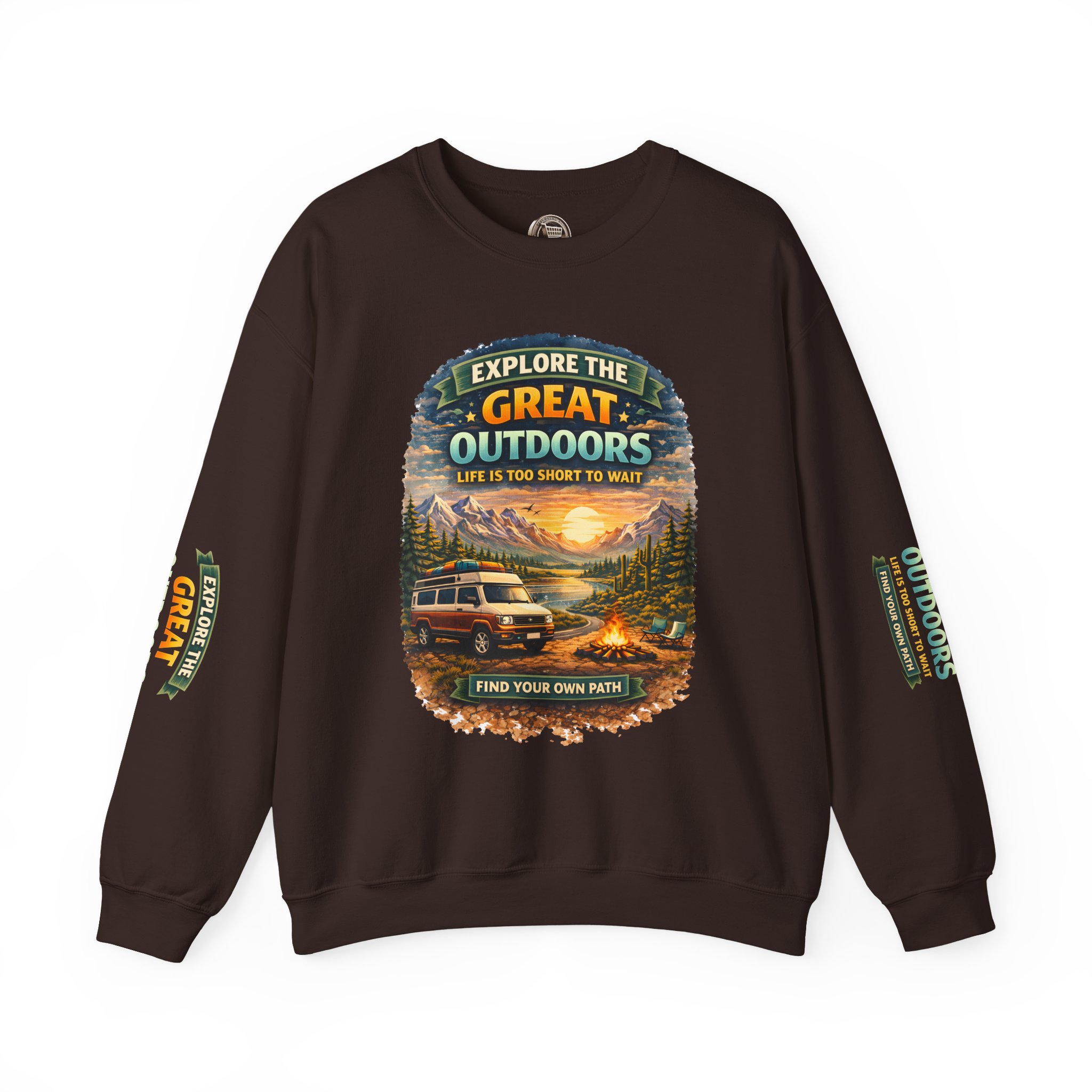 Unisex Heavy Blend™ Crewneck Sweatshirt — "Explore The Great Outdoors" Design Scenic-Line
