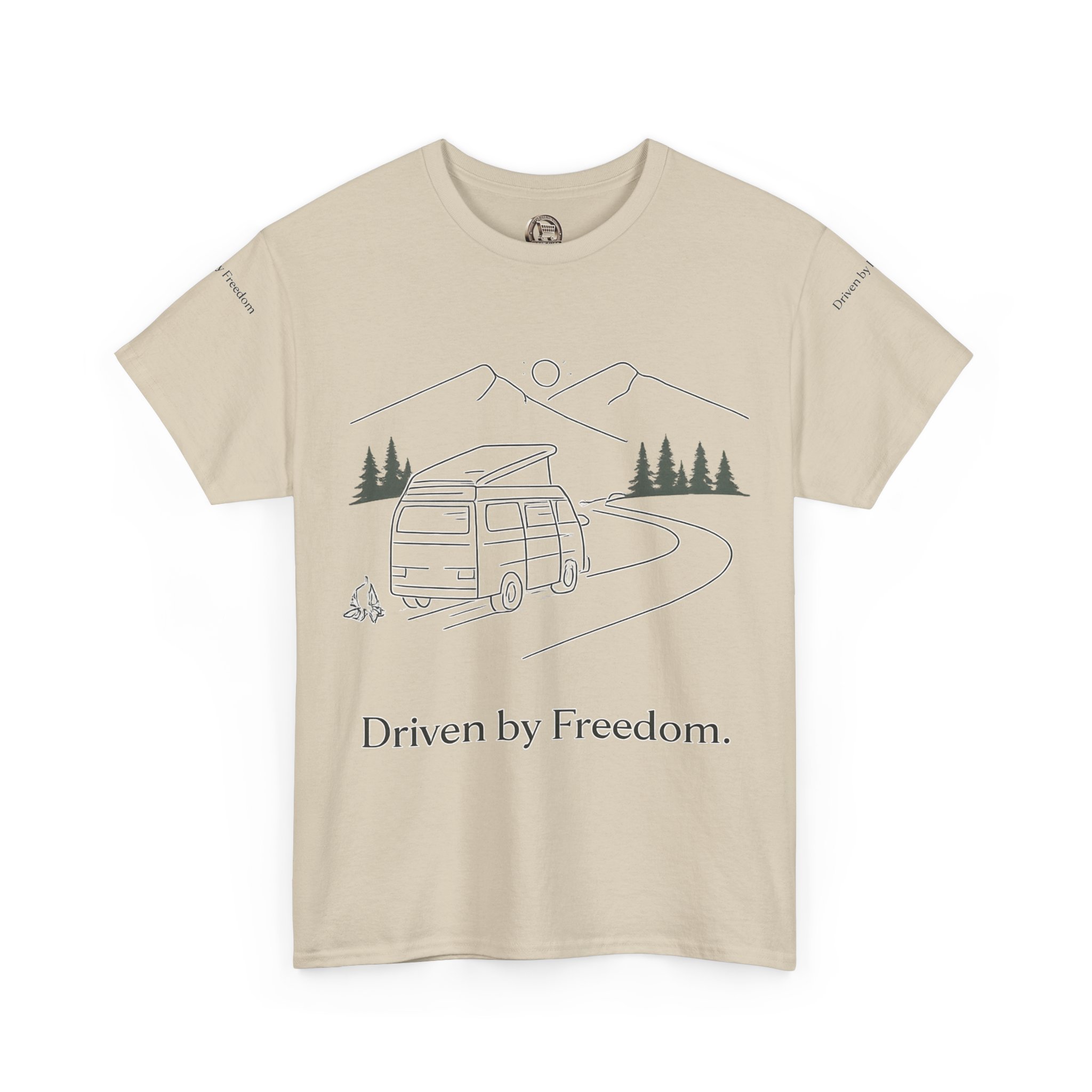 Unisex Heavy Cotton Tee — "Driven By Freedom" Design Minimal-Line