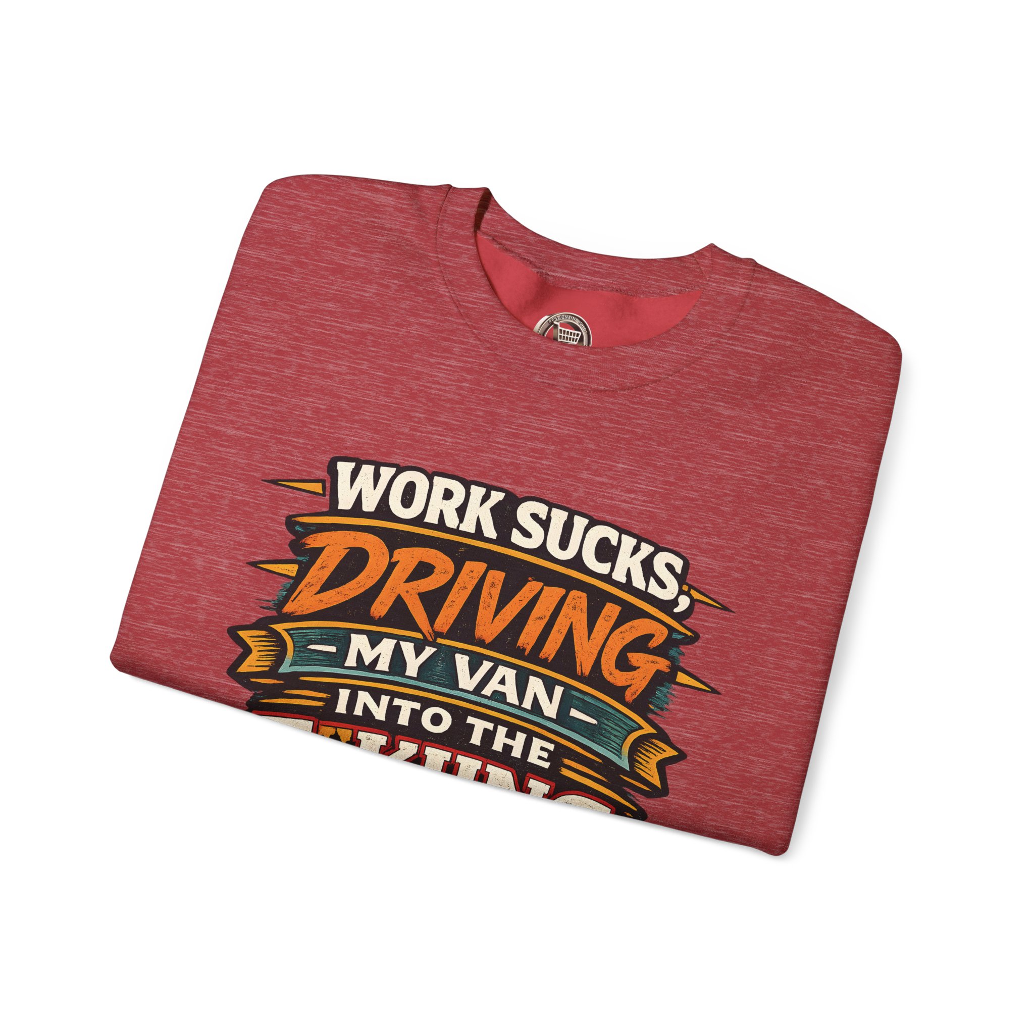 Unisex Heavy Blend™ Crewneck Sweatshirt — "Work Sucks" Design F**K-Line