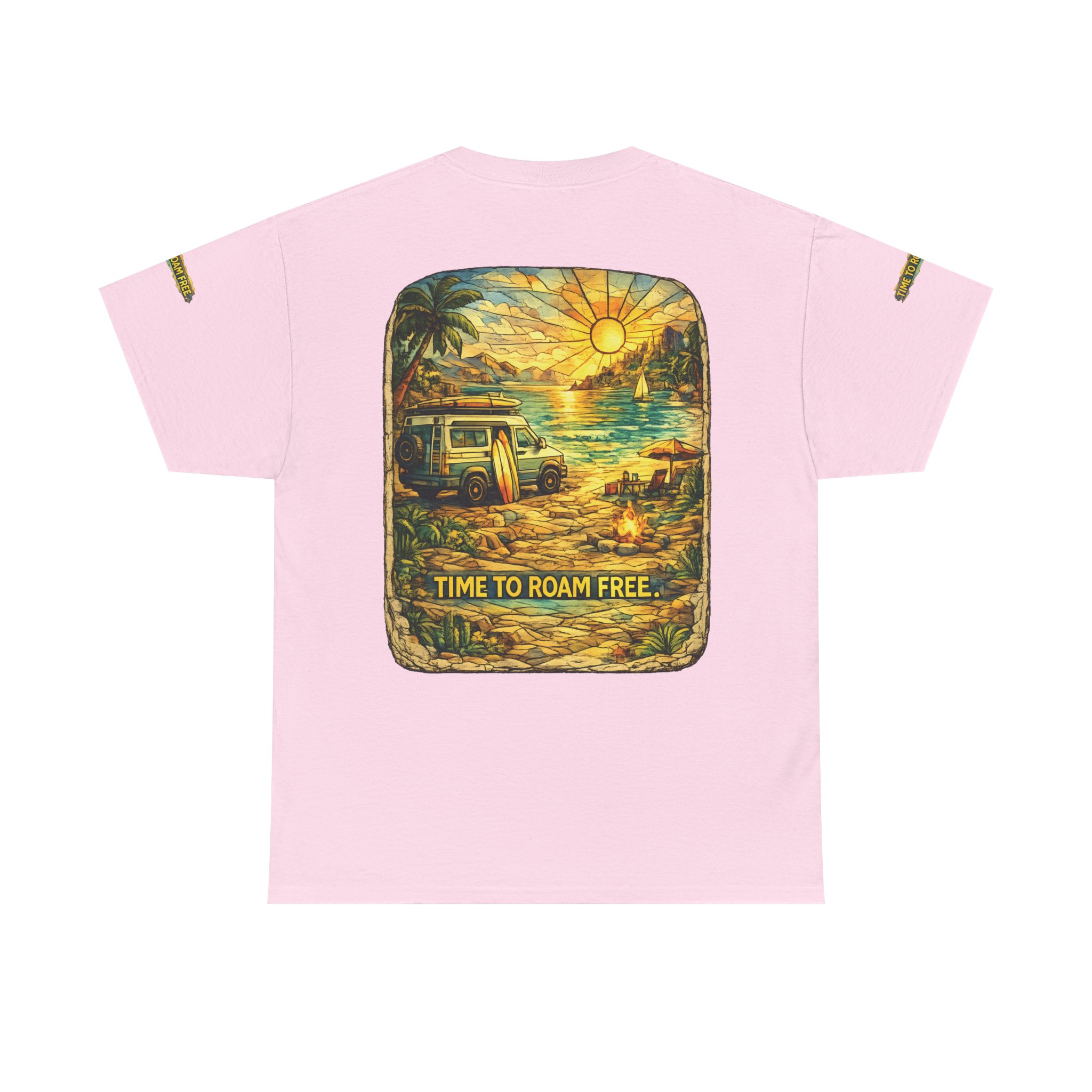 Unisex Heavy Cotton Tee — "Time To Roam Free" Design Cubic-Line