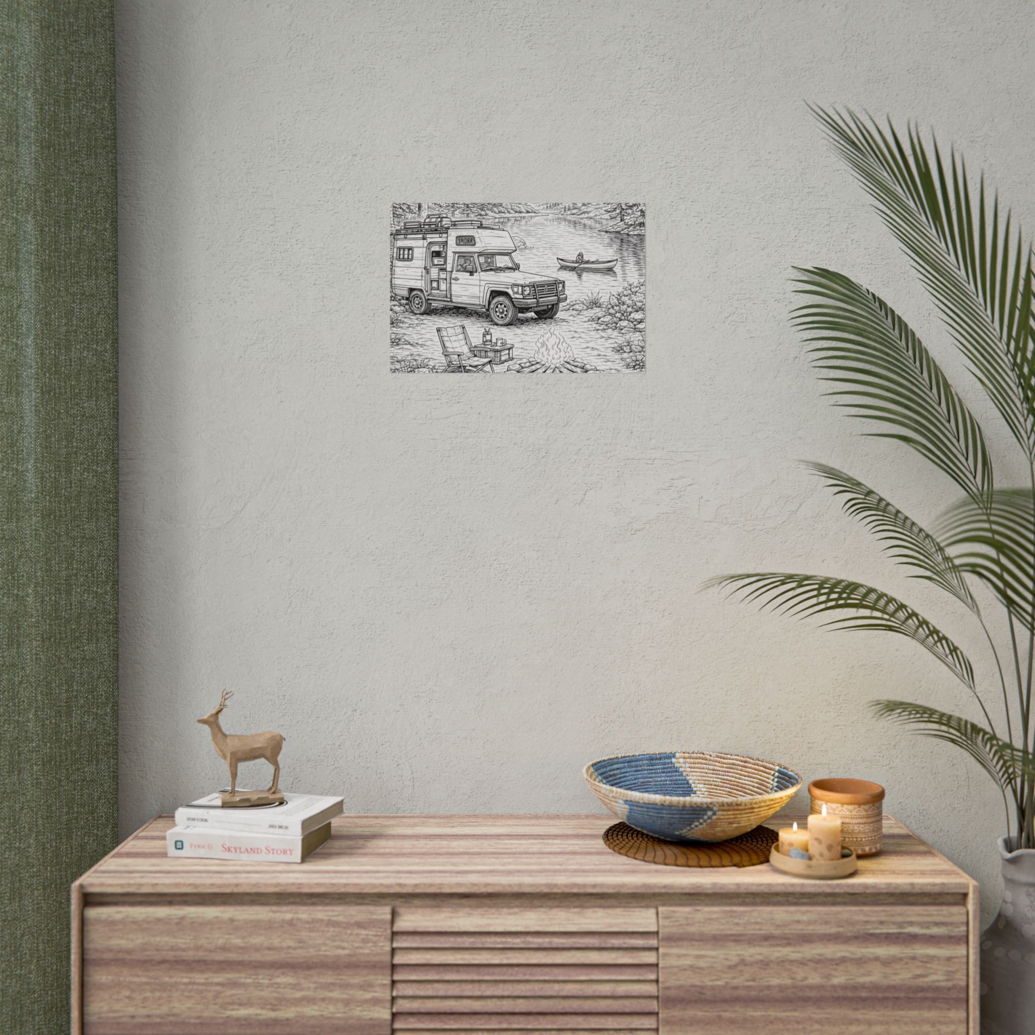 Campervan Poster — Vintage RV Camping Landscape Wall Art