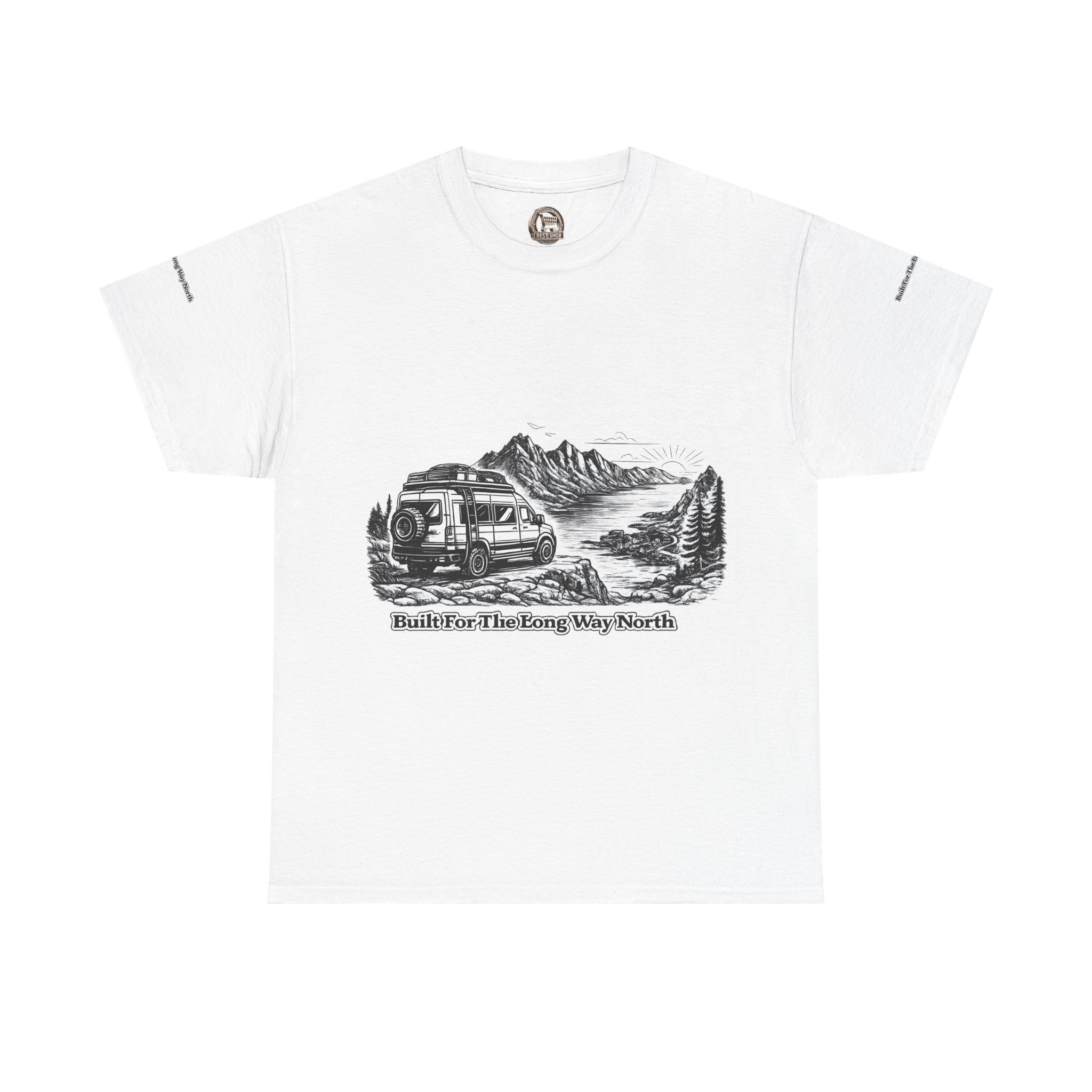 5826742181609810066_2048.jpeg Unisex Heavy Cotton Tee — "Built For The Long Way North" Design Minimal-Line