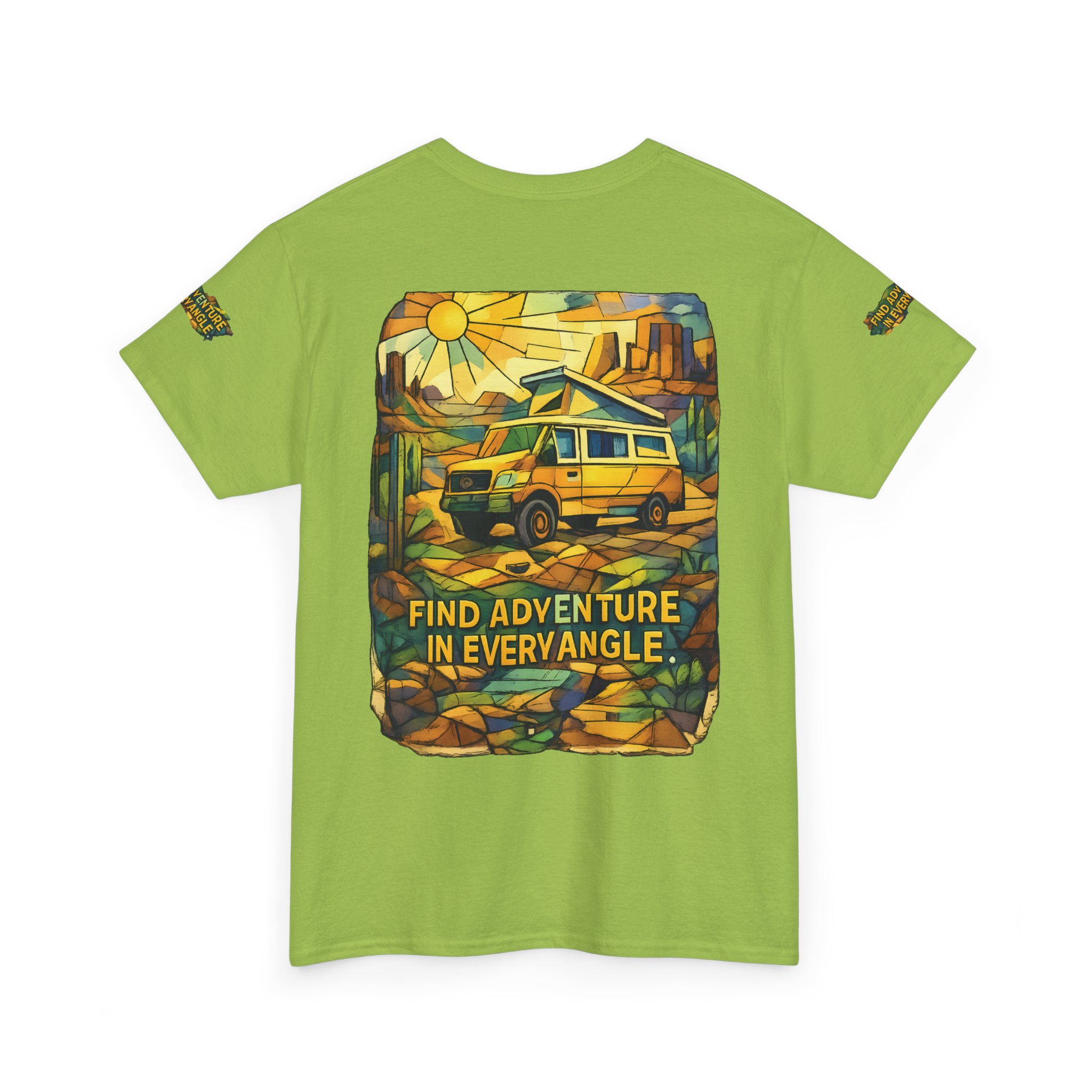 Unisex Heavy Cotton Tee — "Find Adventure In Every Corner" Design Cubic-Line