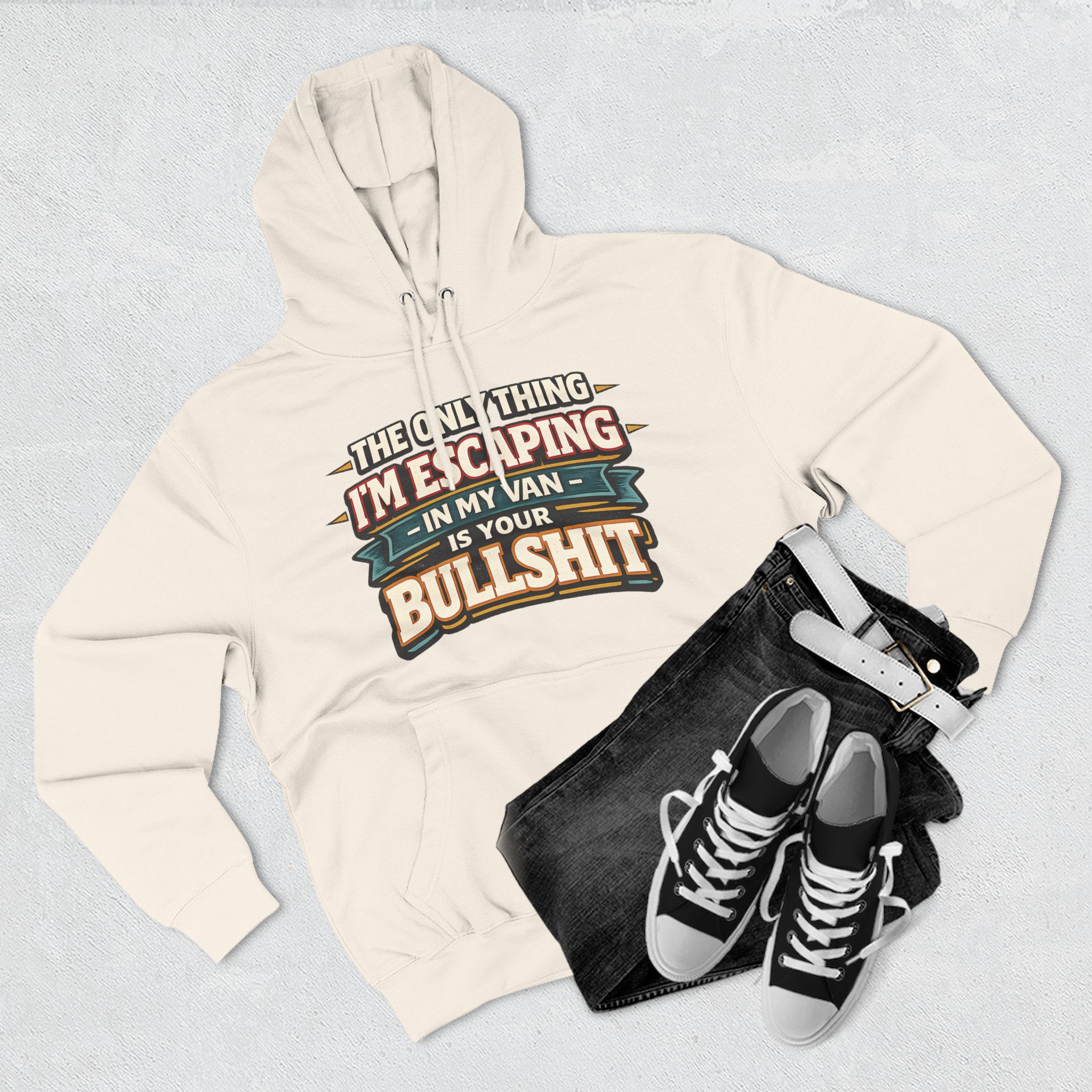 5828958490446611219_2048.jpeg Three-Panel Fleece Hoodie - "The Only Thing I´m Escaping" Design F**K-Line