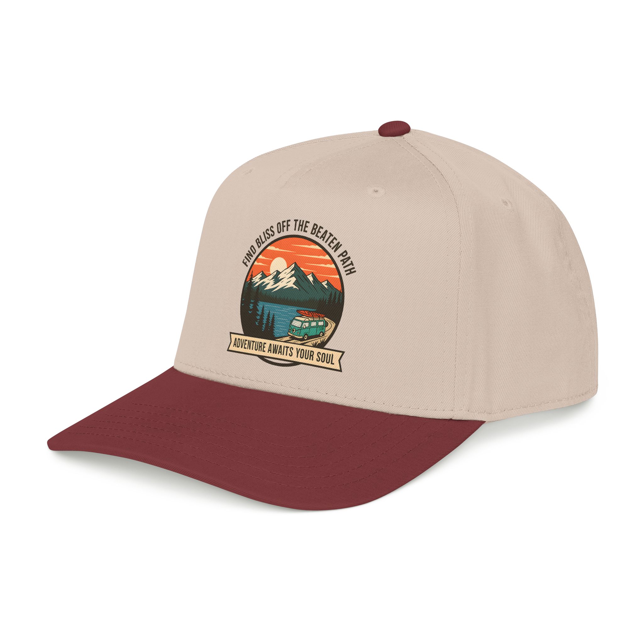 5833087325353010821_2048.jpeg Baseball Cap — "Find Bliss of the beaten patch-Adventure Awaits Your Soul" Vintage Mountain Camp Camper Design