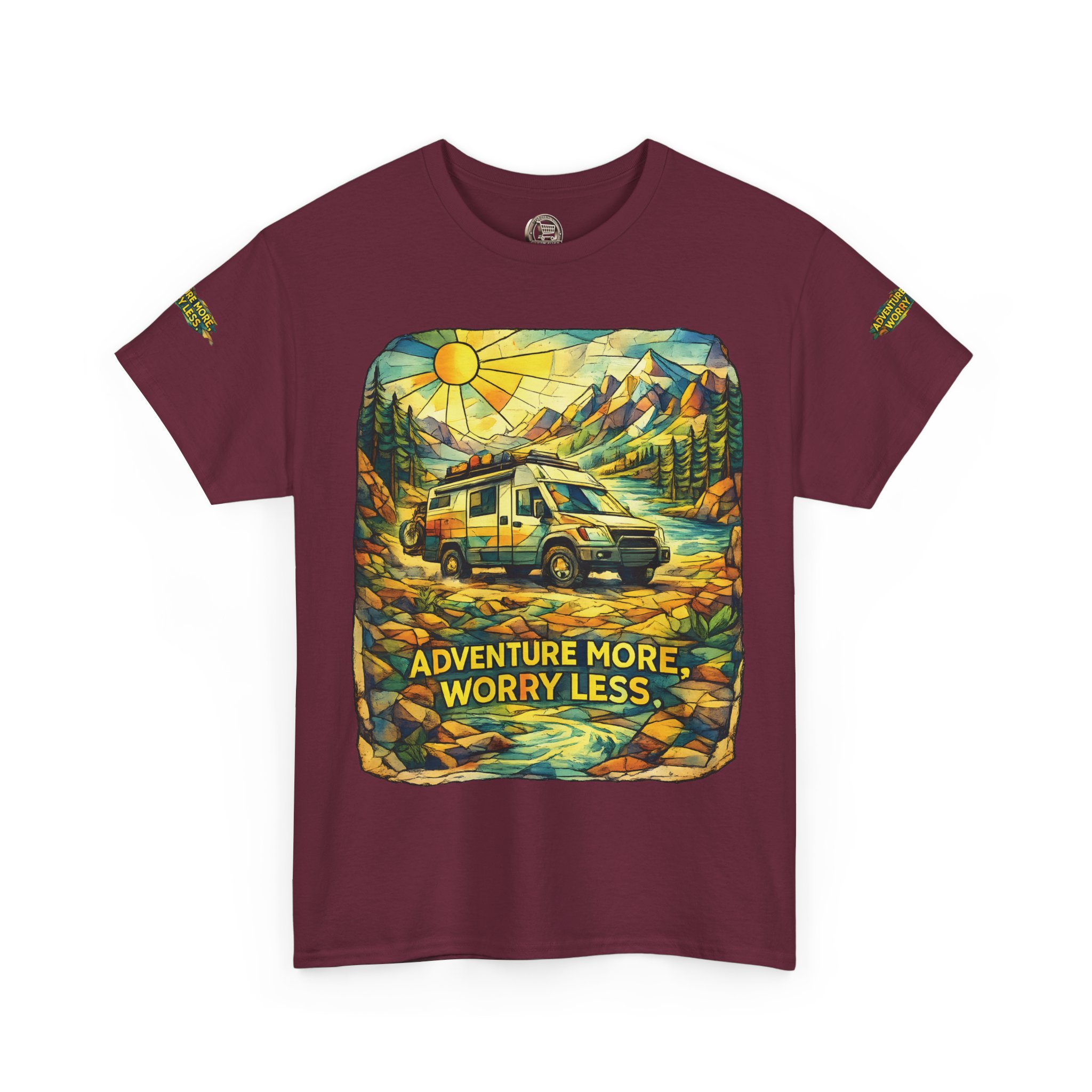 5834457877751272653_2048.jpeg Unisex Heavy Cotton Tee — "Adventure More Worry Less" Design Cubic-Line