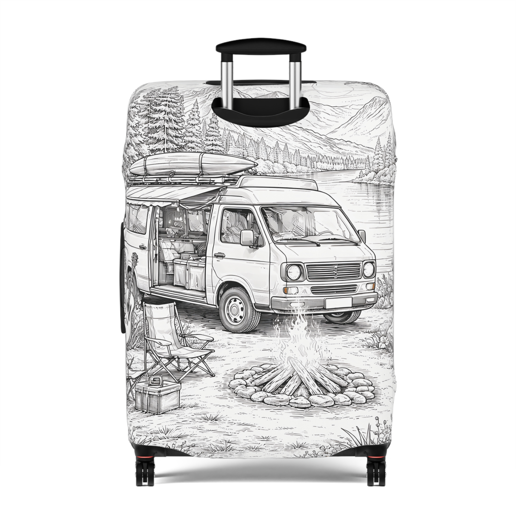 Luggage Cover — Adventure Camper Sketch Travel Suitcase