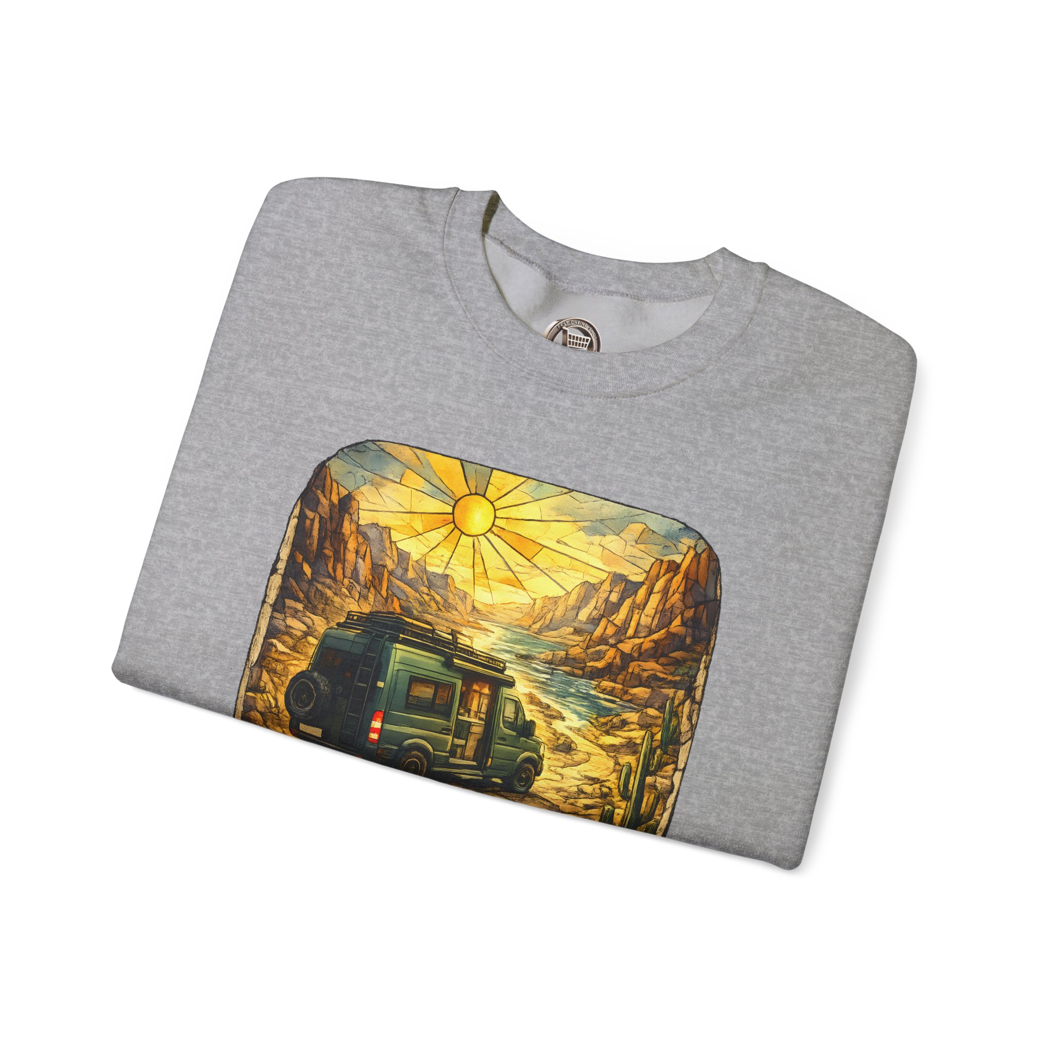 Unisex Heavy Blend™ Crewneck Sweatshirt — "Choose The Road Less Traveled" Design Cubic-Line