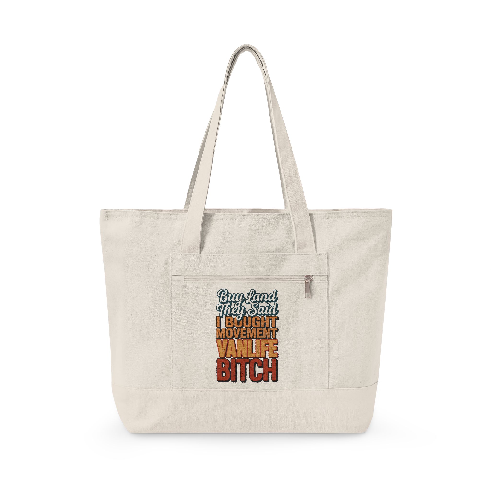 5842770827631758297_2048.jpeg Zippered Canvas Tote — "Buy Land They Said" (Design F**K-Line)