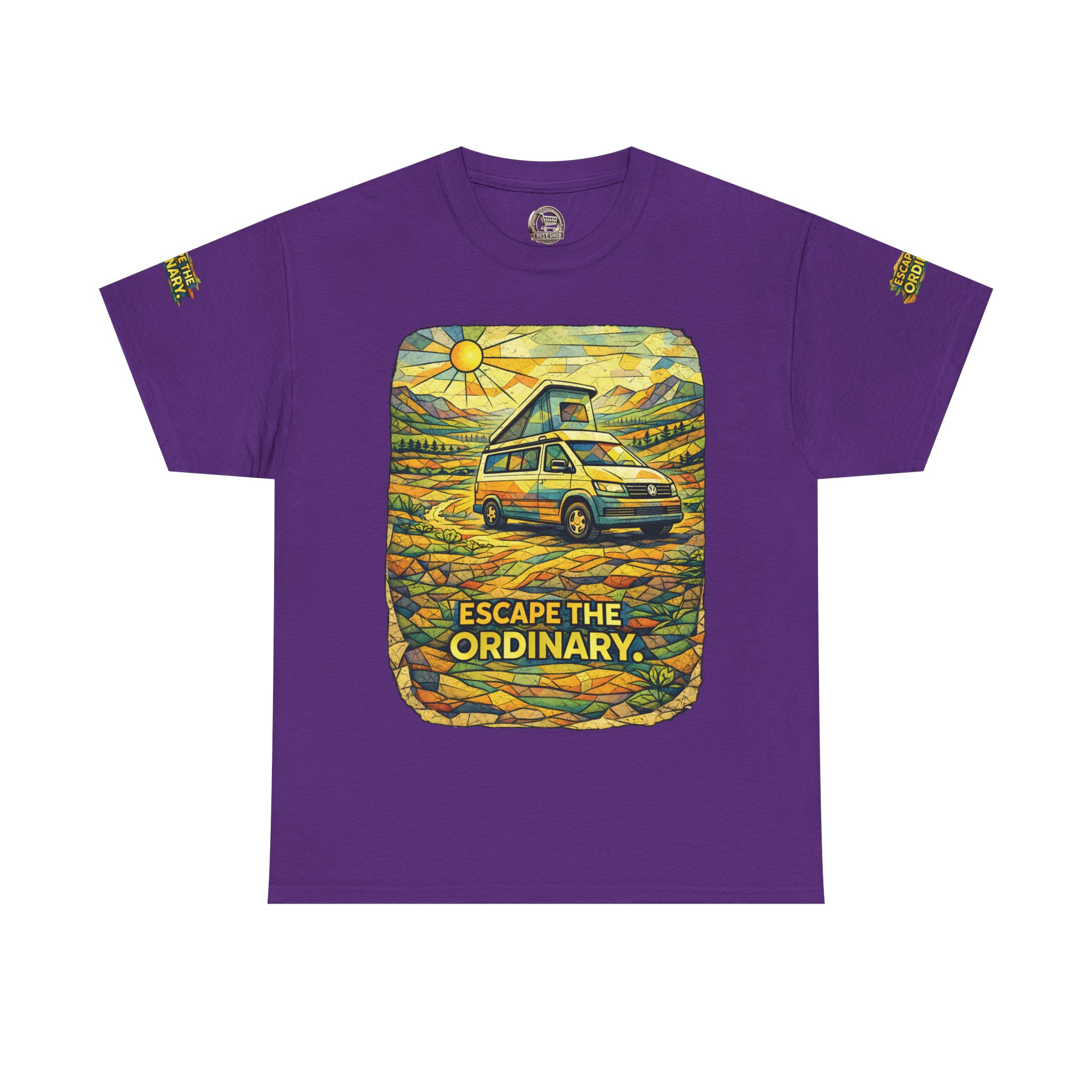 5847434118171064175_2048.jpeg Unisex Heavy Cotton Tee — "Escape The Ordinary" Design Cubic-Line