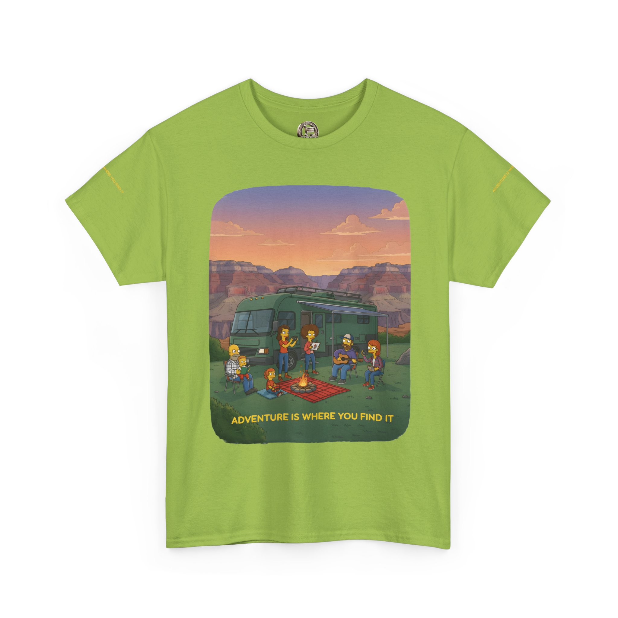 Unisex Heavy Cotton Tee — "Adventure Is Where You Find It" Design Sitcom-Line